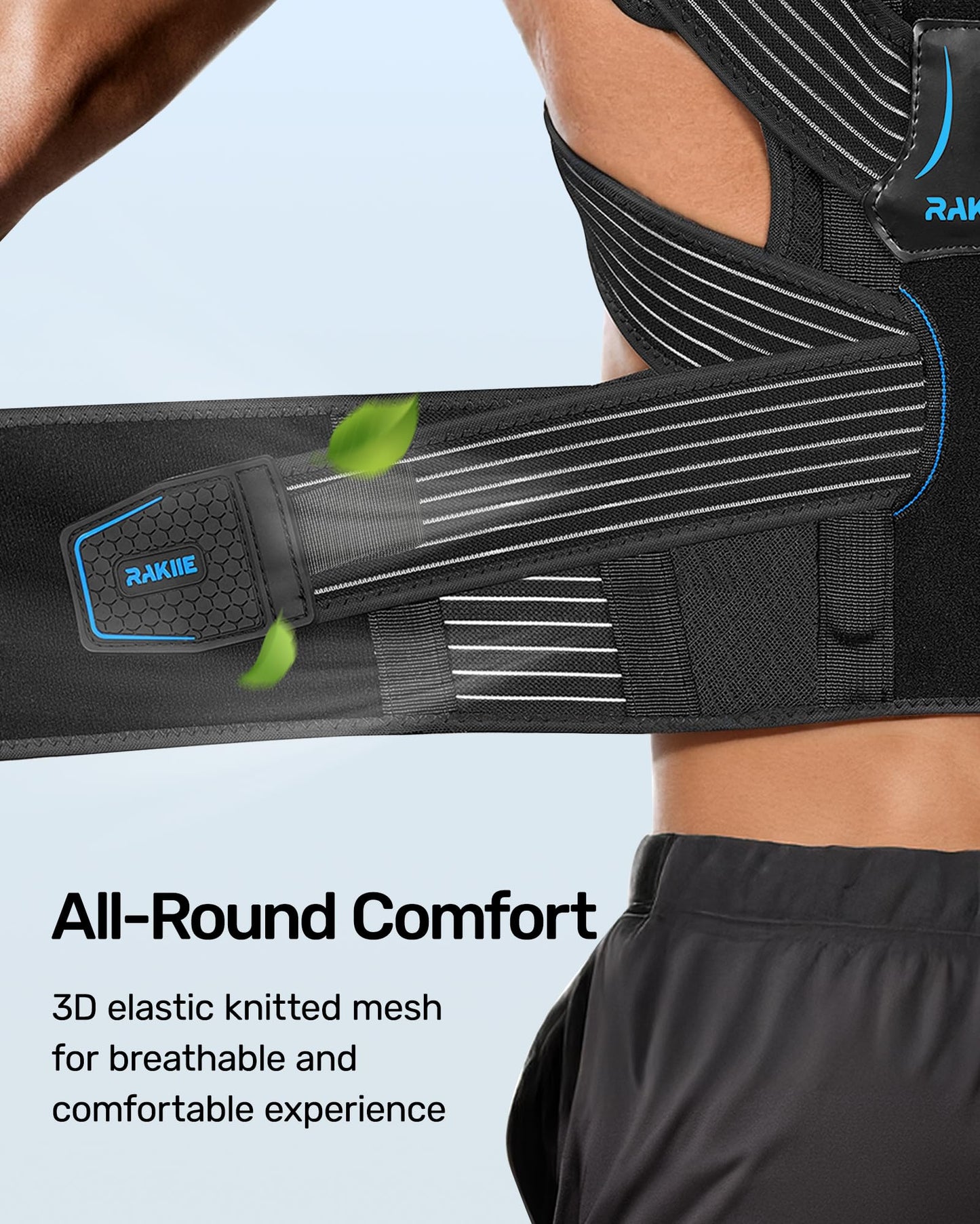 Rakiie Posture Corrector for Women and Men, Upgraded Back Brace with Enhanced Support, Shoulder Straightener with Cushioned Shoulder Pads & Underarm Pain Relief Strap, Size M (Upper Waist: 35.4"-41.3")