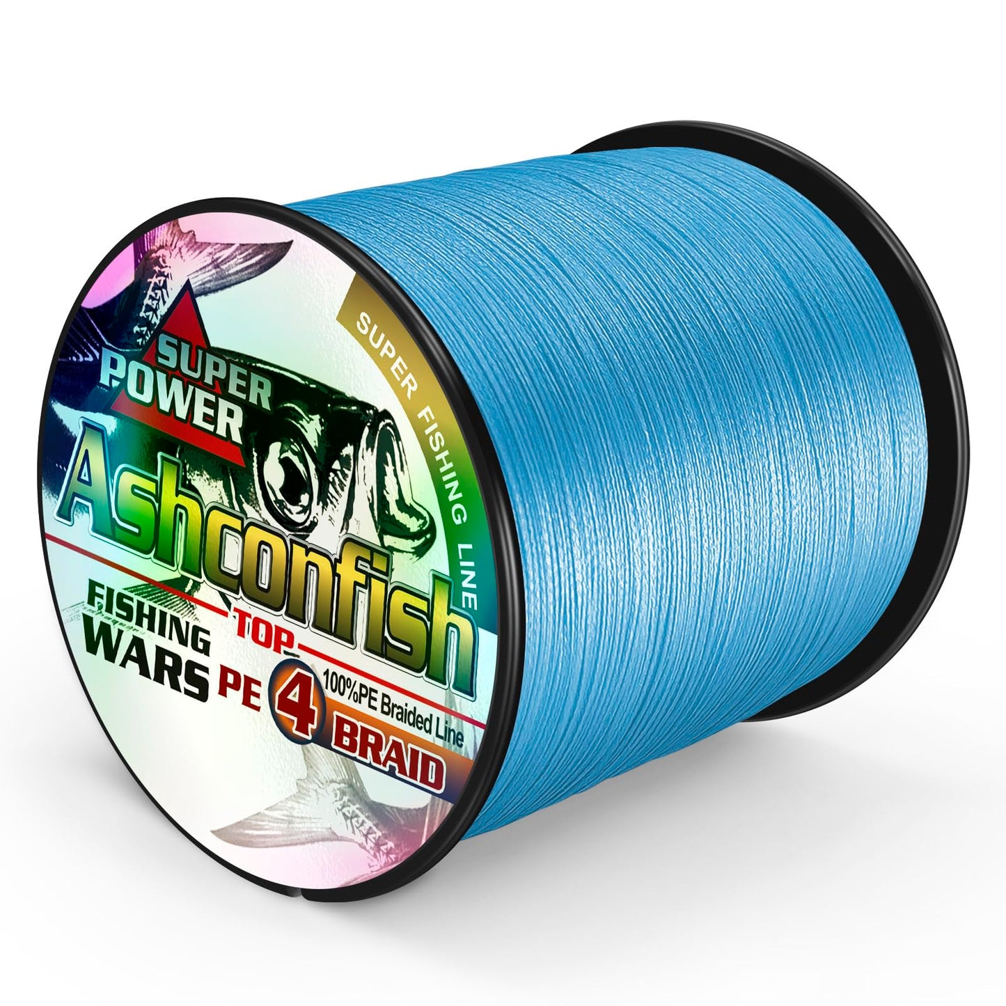 Ashconfish Braided Fishing Line- 4 Strands Super Strong PE Fishing Wire Heavy Tensile for Saltwater & Freshwater Fishing -Abrasion Resistant - Zero Stretch- 100M/109Yds 6LB Blue