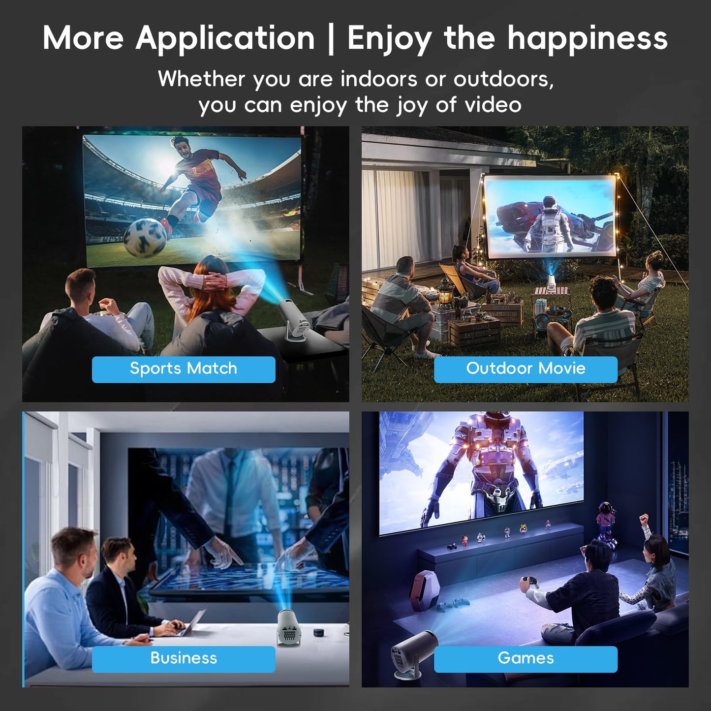 HY300 Portable Mini Projector with WiFi & Bluetooth, 4K Compatible, Native 480P, 100 ANSI Lumens,180° Rotation, HDMI, USB, Remote, Home Video Projector for Phone/TV Stick/PC/PS5