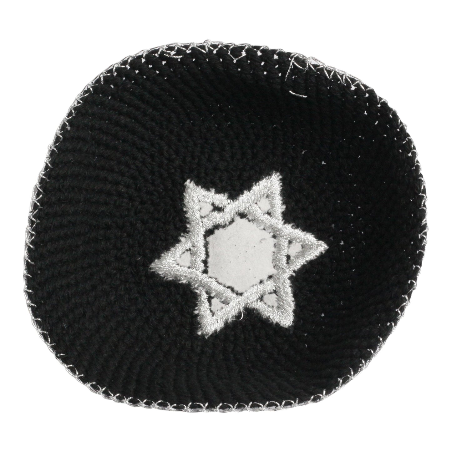 EREZ OVED KIPPIK Star of David Jewish KippahHatFor Men & Kids with Clip Beautifully Knitted (Black & Silver)