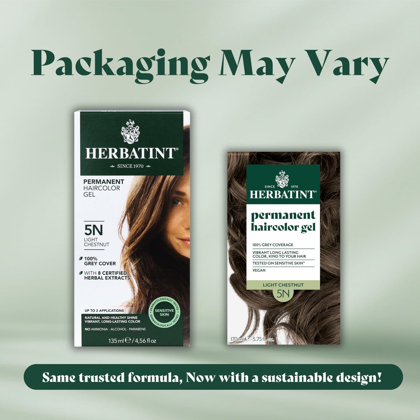Herbatint Permanent Haircolor Gel, 5N Light Chestnut, Alcohol Free, Vegan, 100% Grey Coverage - 4.56 oz (3 Pack)