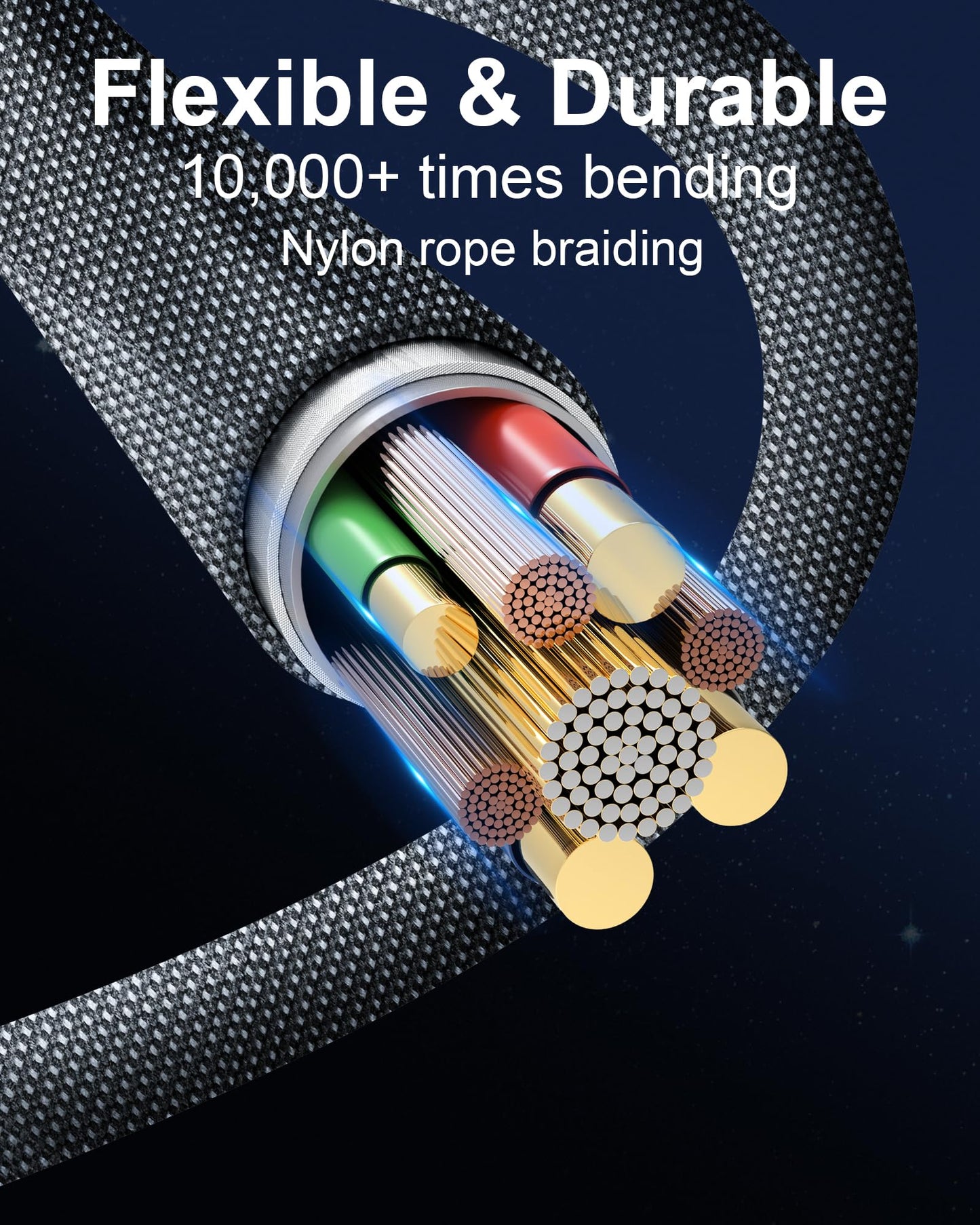 ZBF 100W USB C Magnetic Charging Cable, 2 in 1 Charger Cable for Type C(3 Pack, 4/6.6/6.6FT) 480Mbps Data Transfer, 5A Fast Charging for Phone 16 15,14,13 Pro Max, MacBook Pro,Pad,Galaxy S22,Pixel