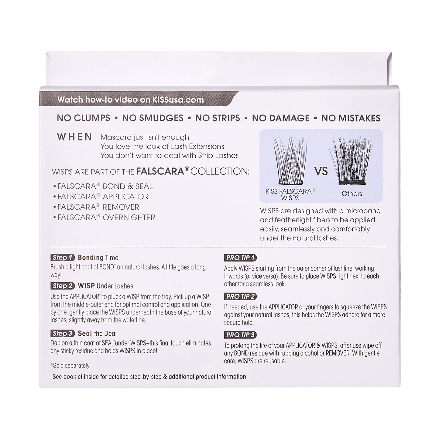 KISS Falscara Multipack False Eyelashes, Lash Clusters, 'Natural Wispy Wisps', 10mm-12mm-14mm, Includes 24 Assorted Lengths Wisps, Contact Lens Friendly, Easy to Apply, Reusable Strip Lashes