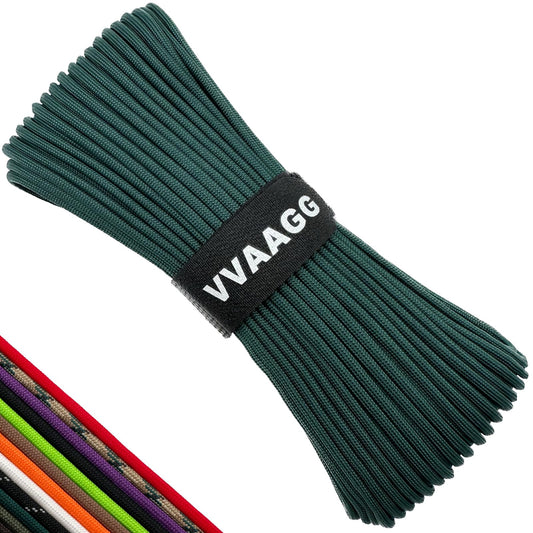 VVAAGG 550 Paracord 100FT 4mm Durable Camping Rope, Tent Rope, Clothsline Rope, Marine Weatherproof Rope, Nylon Parachute Cord Rope (Dark Green)