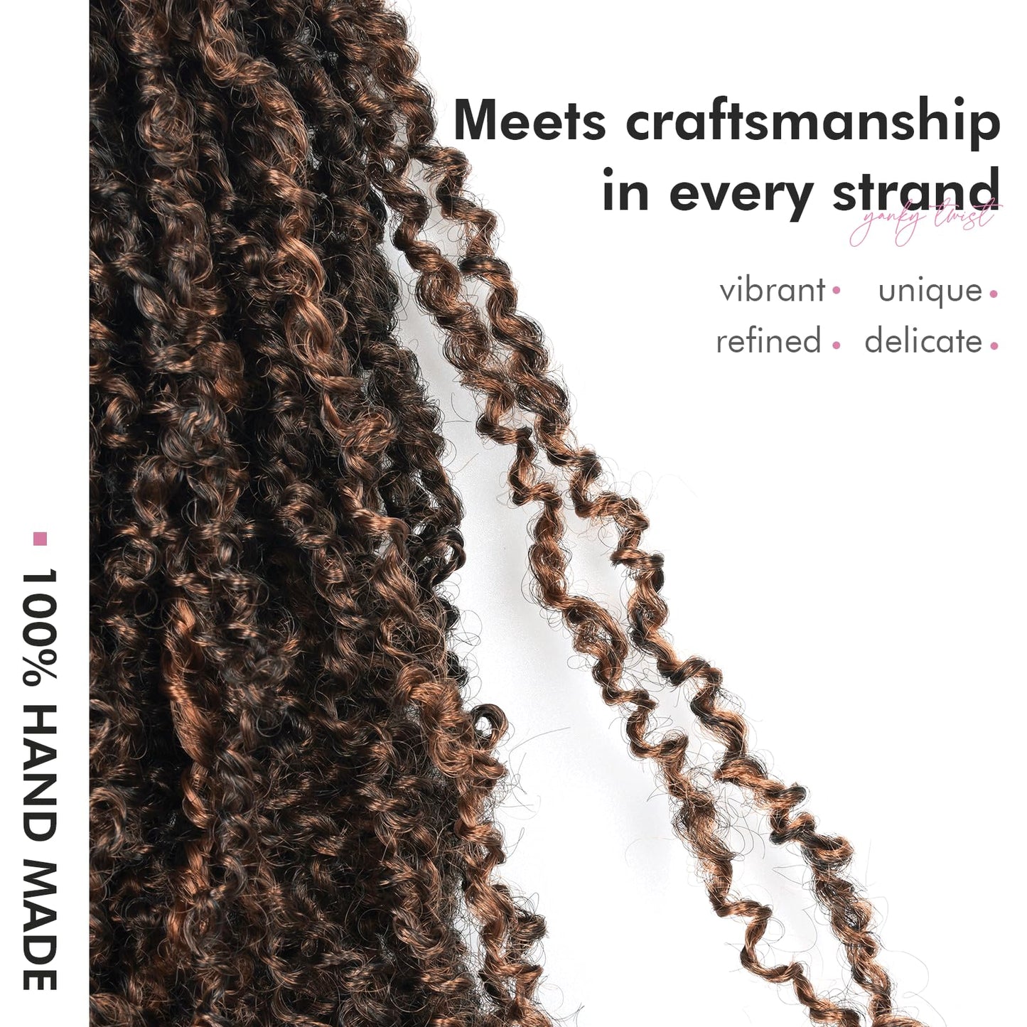 Toyotress Yanky Twist Crochet Hair - 8 Inch 2 Packs (30 Strands/Pcs) Fluffy Spring Mini Twist Passion Twist, Black Mix Copper Pre-Looped Crochet Braids Braiding Hair (8 Inch, F1B/350-2P)