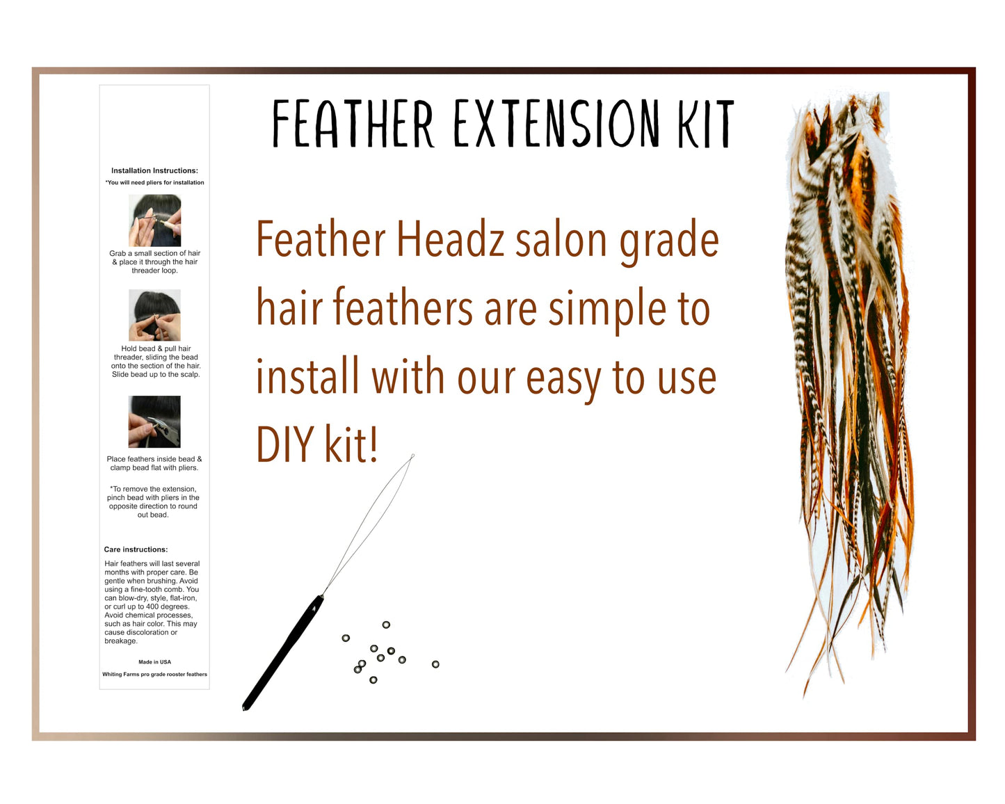 15 Natural Fluffy Color Hair Feathers - 7”- 12” Long - Natural Fluffy Hair Extension, Feather Hair Extension DIY Kit - Eye-Catching Design - 20 Micro-link Beads - 100% Real Rooster Feathers