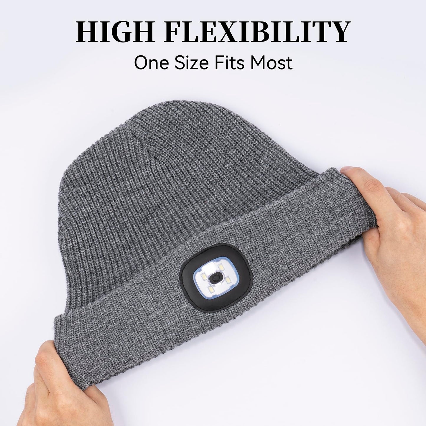 Etsfmoa Unisex Hat with Light,Winter Knitted Lighted Beanie for Men and Women,Rechargeable LED Cap