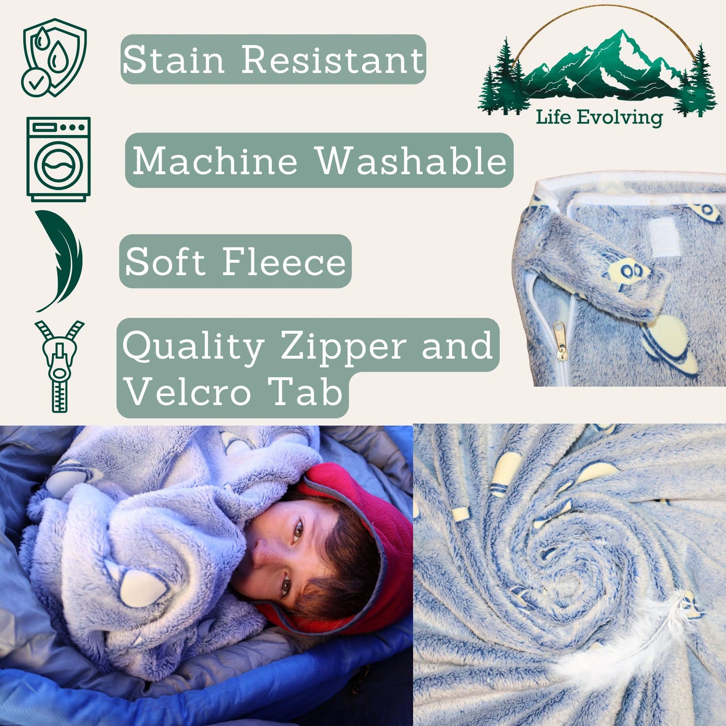 Fleece Sleeping Bag Liner Cold Weather-Glow In The Dark with UV Flashlight-Camping sleeping bag Liner for Cold Weather Sleeping Bag-Travel Sleeping Bag -Compact Sleeping Bag Or Ultralight Sleeping Bag