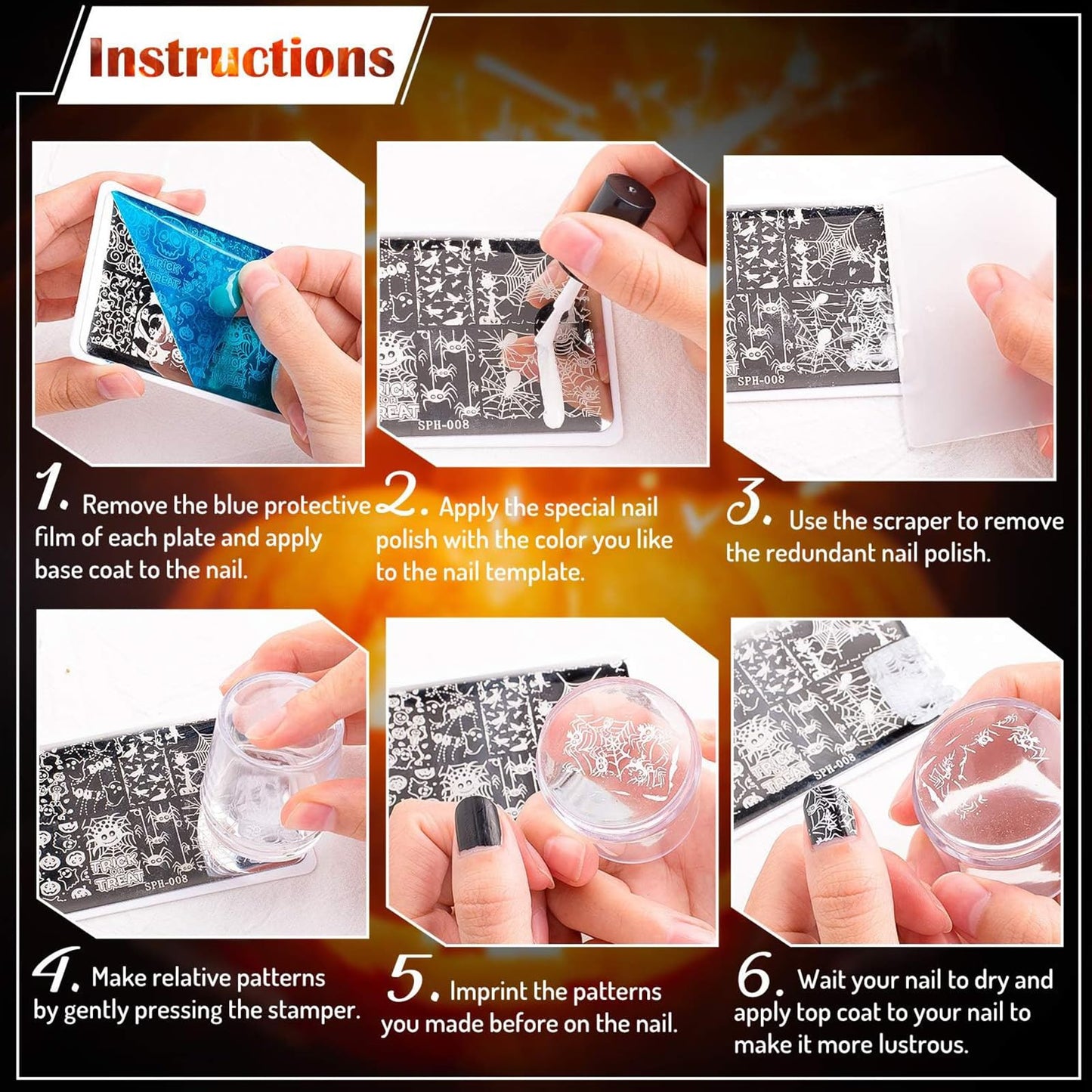 Whaline 6Pcs French Line Nail Plates Stamping Set Minimalism Wave Stripe Stamp Templates Nail Art Plates For DIY Print Manicure Salon Design