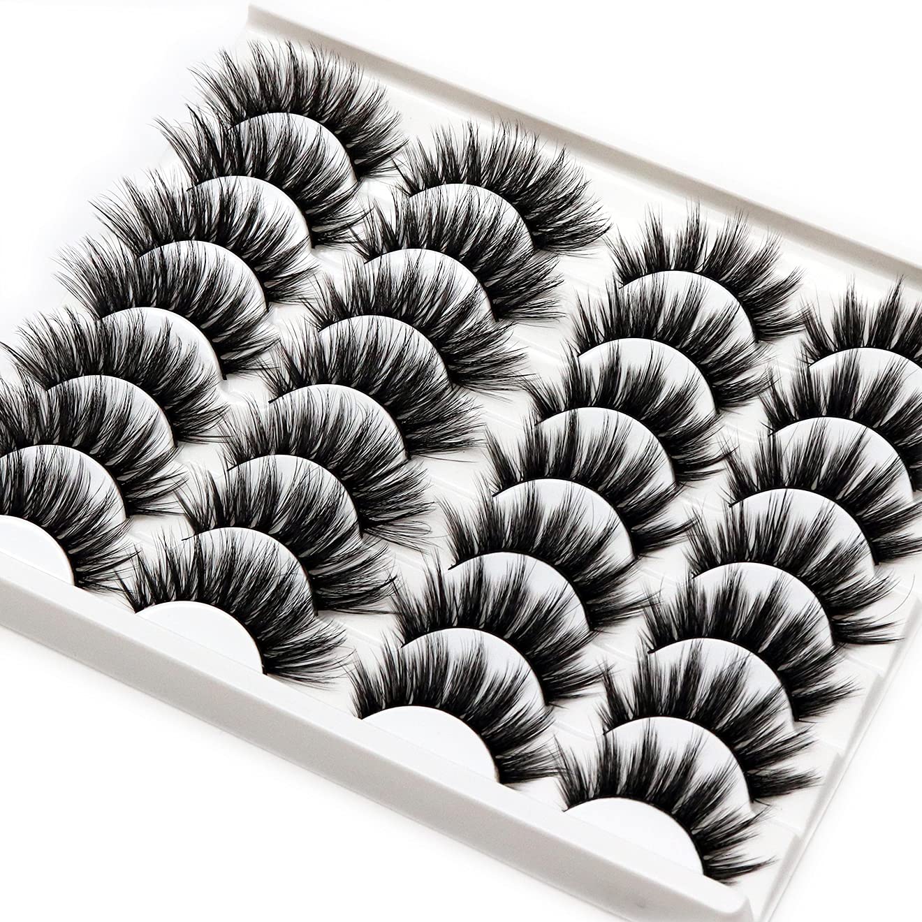 Losha False Lashes 14 Pairs Value Pack Fluffy Fake Eyelashes Natural Look 6D Handmade Reusable Eye Lashes Pack 2 Styles Mix