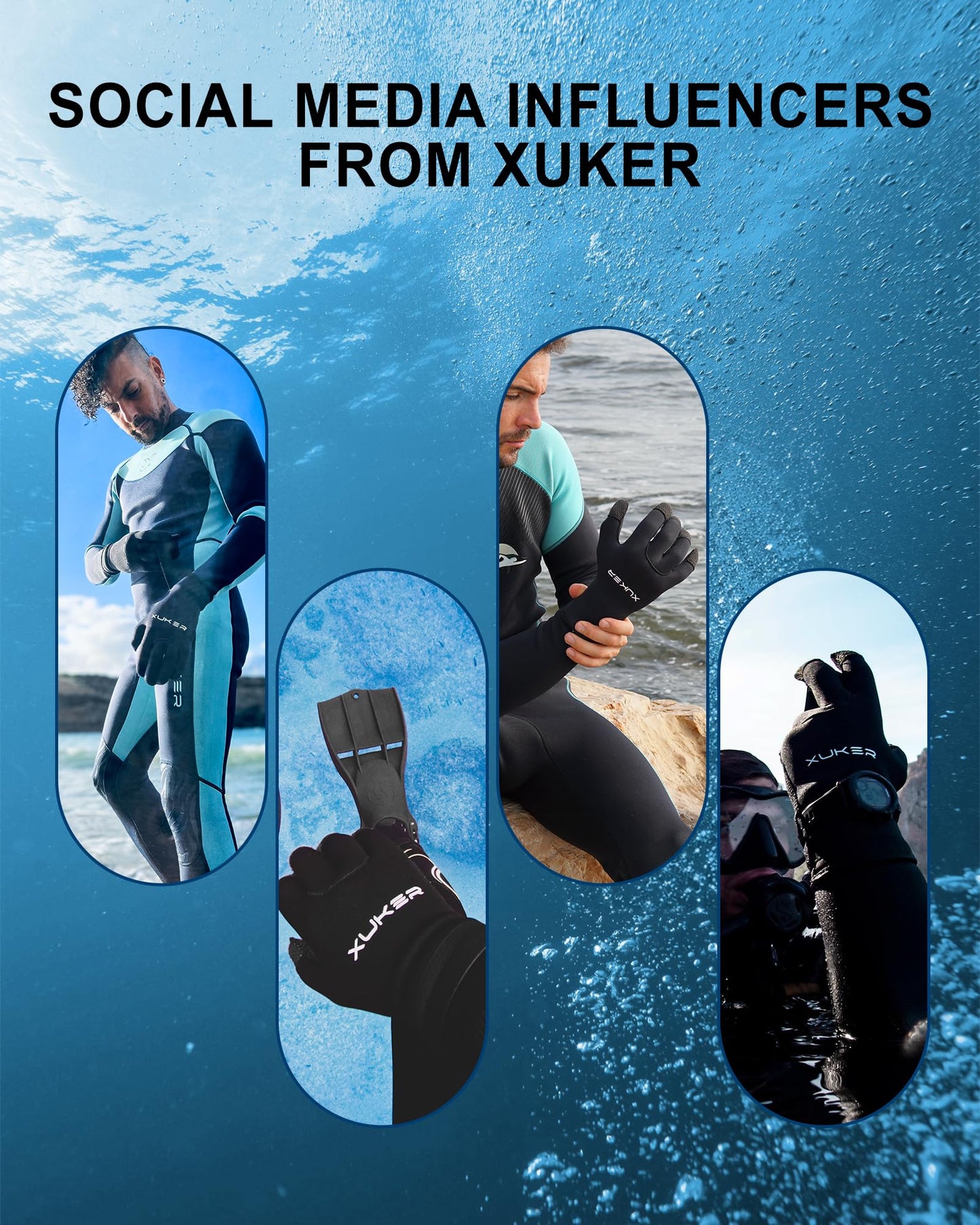 XUKER Neoprene Gloves Men Women, 3mm Camouflage Patterned Winter Wetsuit Gloves Keep Warm for Scuba Diving Surfing Swimming Fishing Water Sports (Camo Green, X-Small)