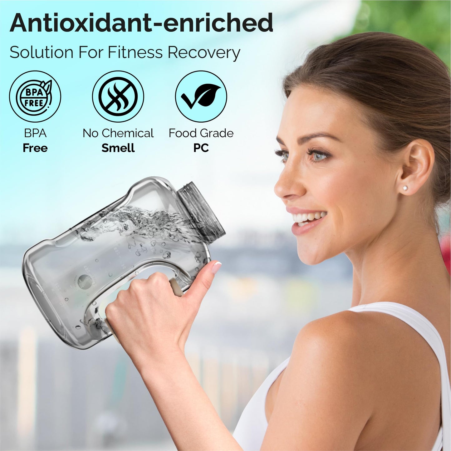 Zenetics 1.5L, Hydrogen Water Bottle, BPA Free Outdoor - Ionizer Cup with Hydrogen Generator - Hydrogen-Rich Hydrogen Water for Athletes and Adventurers Sports - Black