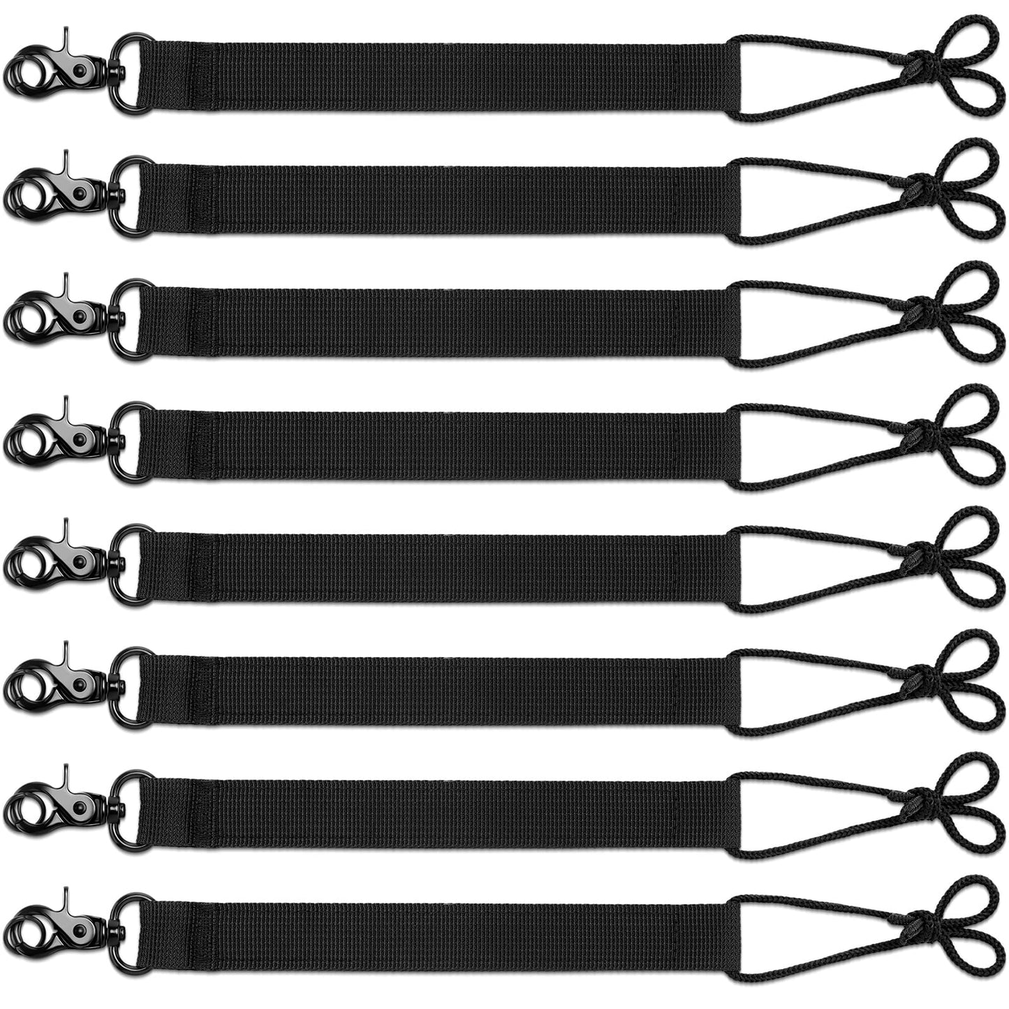 8 Pcs Snowboard Leash Cord Snowboarding Short Leash with Key Ring for Men Women Snowboarding, Black