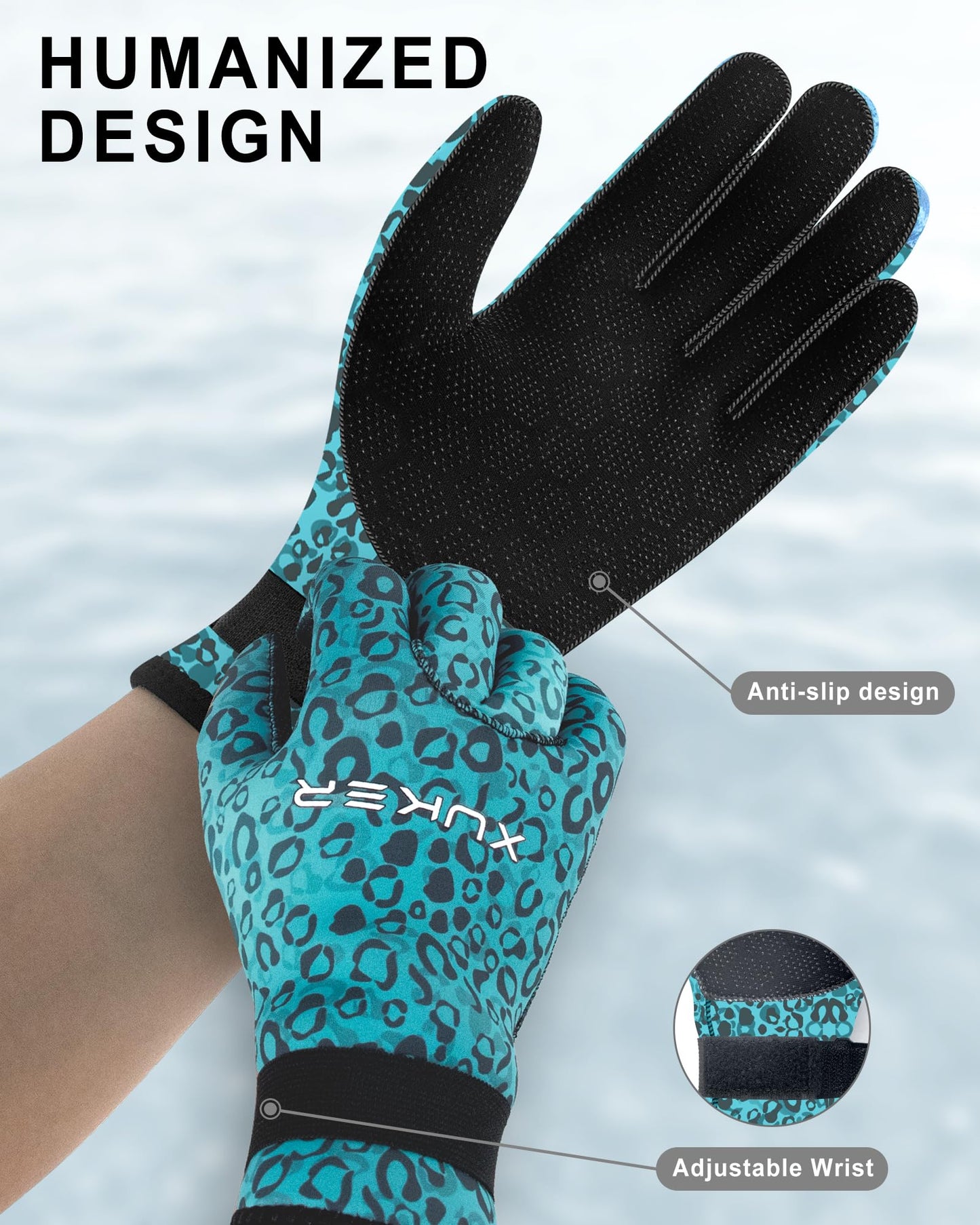 XUKER Neoprene Gloves Men Women, 3mm Camouflage Patterned Winter Wetsuit Gloves Keep Warm for Scuba Diving Surfing Swimming Fishing Water Sports (Camo Green, X-Small)