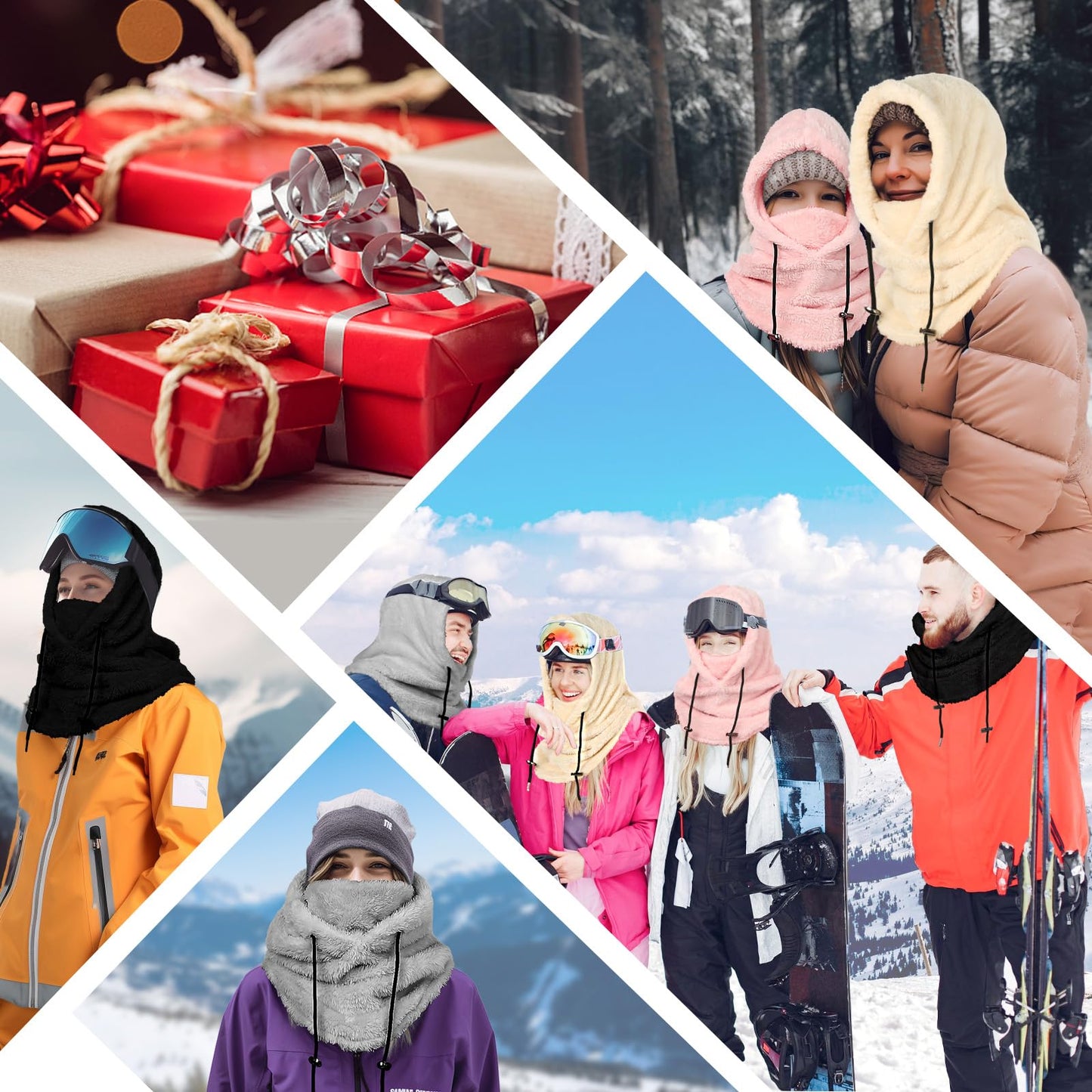 Balaclava Face Mask for Men Women Winter Hat Neck Windproof Fleece Ski Mask Warm Face Cover Scarf (US, Alpha, One Size, Pink a)