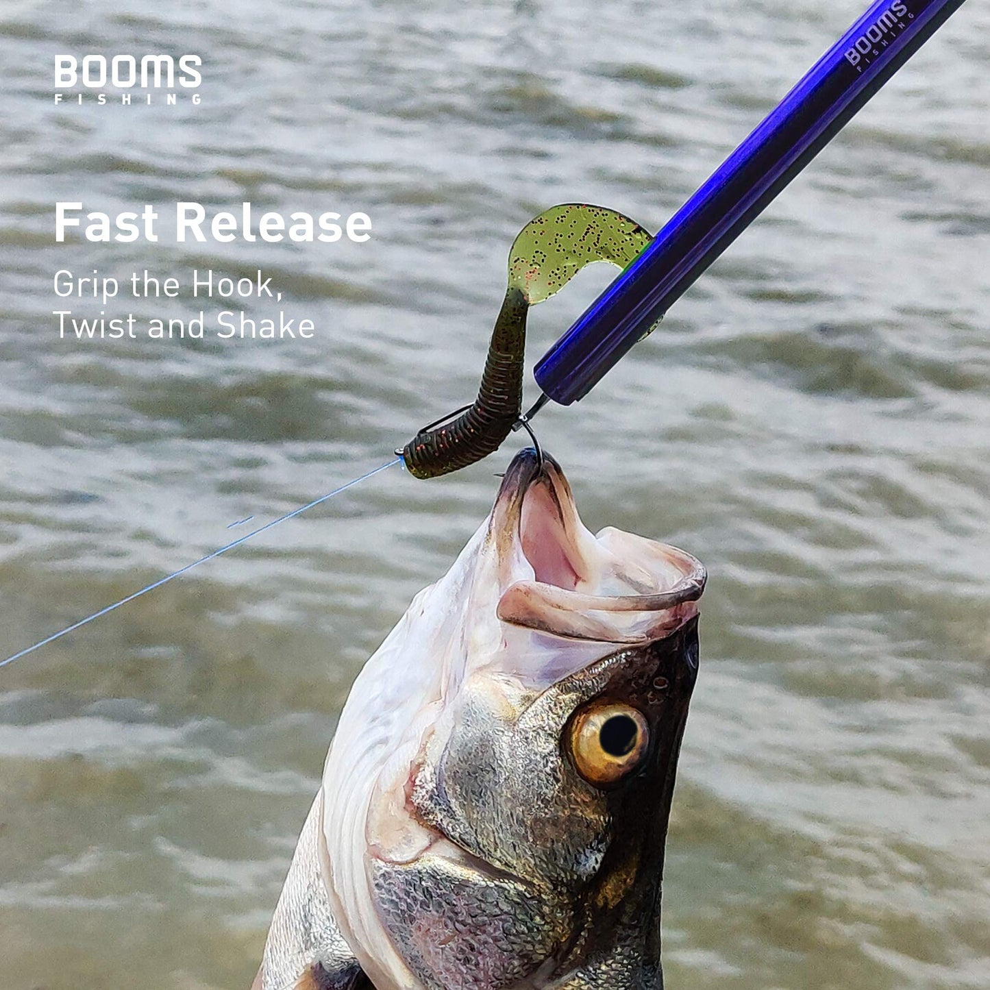Booms Fishing R2 Hook Remover Aluminium Squeeze-Out Fish Hook Tools 10 Inches Blue