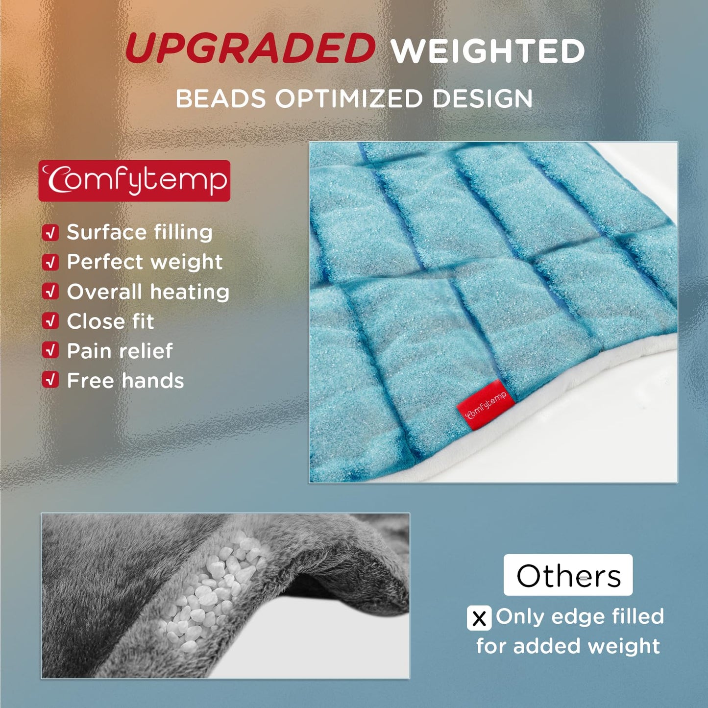 Comfytemp Upgraded Heating Pad for Back Neck Shoulders Deeper Pain Relief, 22"x33" Large Weighted Electric Heat Pad, Gifts for Women Men, Safe Design — 2H Auto-Off, Soft & Washable