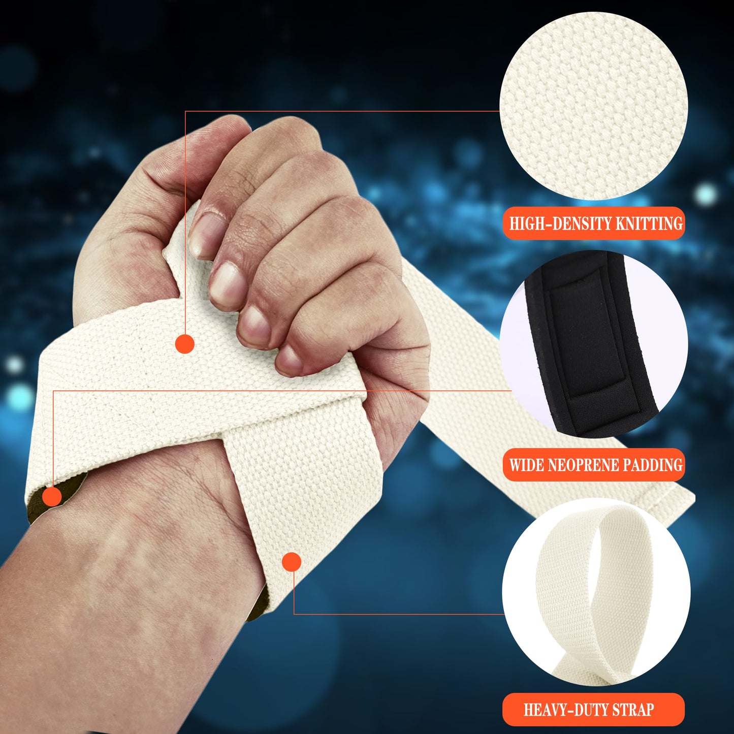 YZKEC 24" Cotton Weight Lifting Wrist Straps with Neoprene Cushioned Padded for Wrist Support and Protection,Weightlifting,Strength Training,Bodybuilding,Powerlifting,Dumbbell Workout,Men and Women