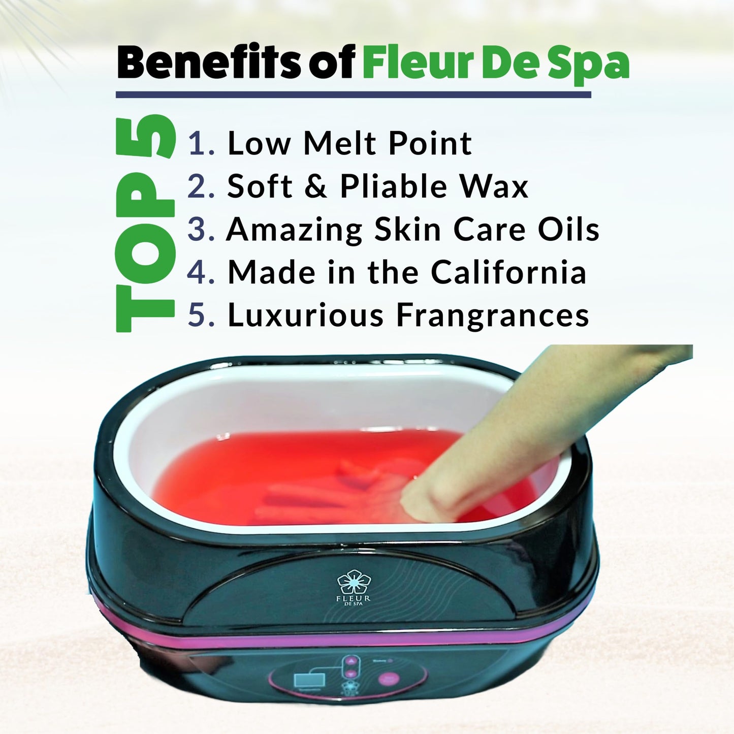 Paraffin Wax Refill for Hands and Feet | FLEUR DE SPA | Made in USA | With Acai, Coconut Oil, Jojoba, Aloe | Hydrates Dry Skin - At-Home Spa Experience