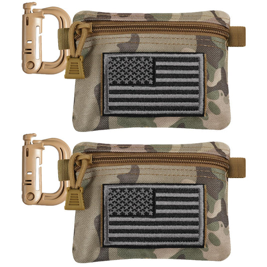 FRTKK 2 Pack Tactical Compact EDC Pouches Military Molle Utility Pouch Accessories Organizer Pouch Coin Purse Keychain Pocket Credit Card Holder Waist Pack