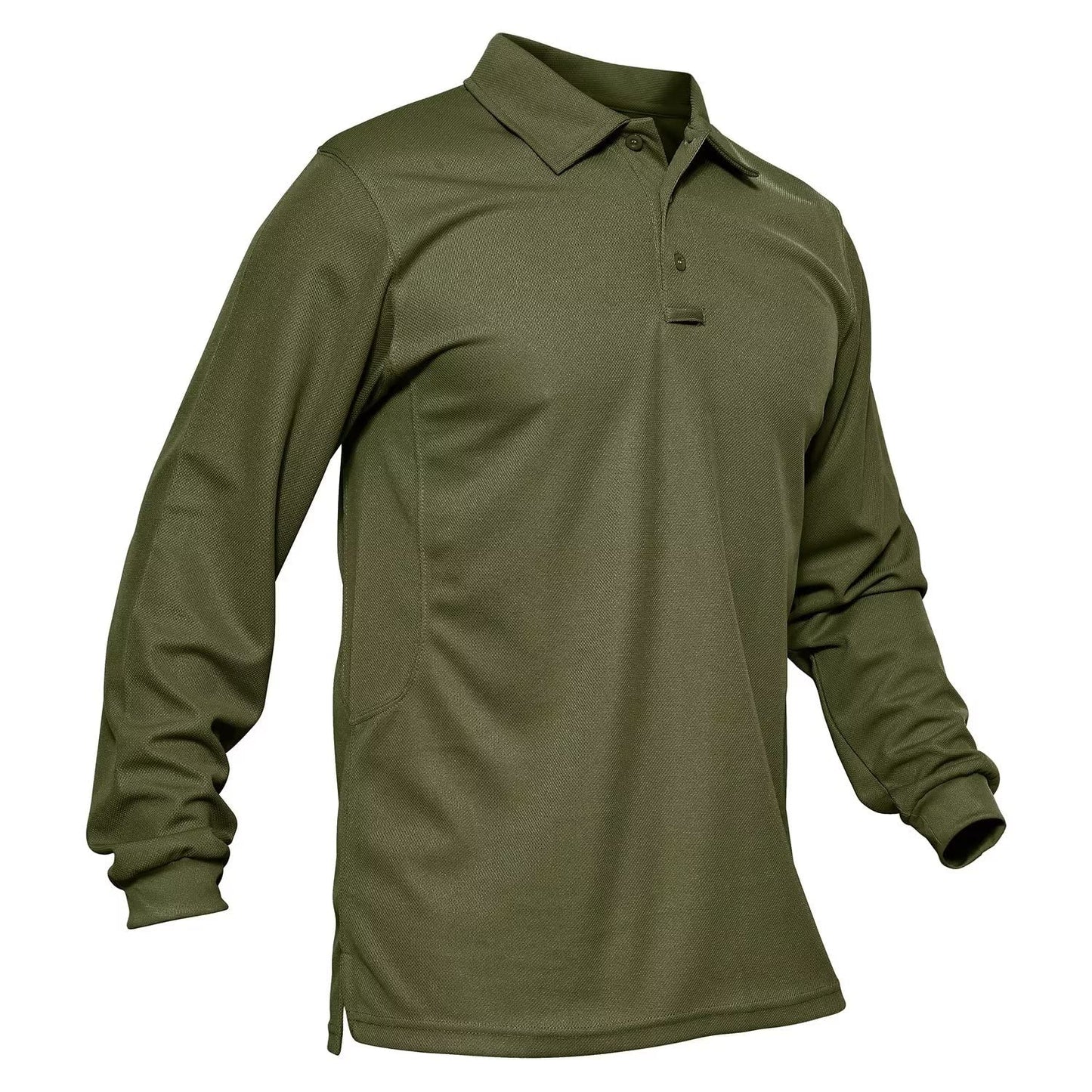 Work Shirts for Men Long Sleeve 3 Buttons Fishing Shirt Pique Polo Shirt Tactical Polo Quick Dry Shirt Men Casual Shirt Army Green