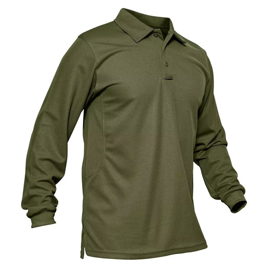 Work Shirts for Men Long Sleeve 3 Buttons Fishing Shirt Pique Polo Shirt Tactical Polo Quick Dry Shirt Men Casual Shirt Army Green