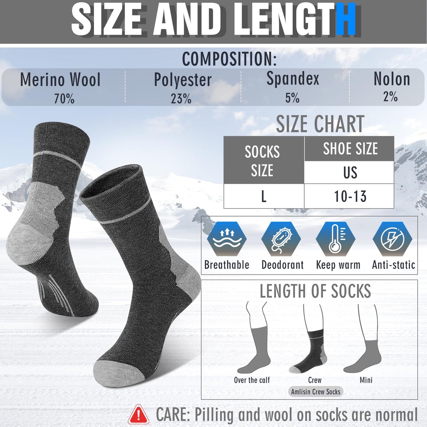 Moonlight Manor 4 Paris wool socks for women,wool hiking socks women,crew socks for women, Winter Cozy Warm Breathable Merino Wool socks