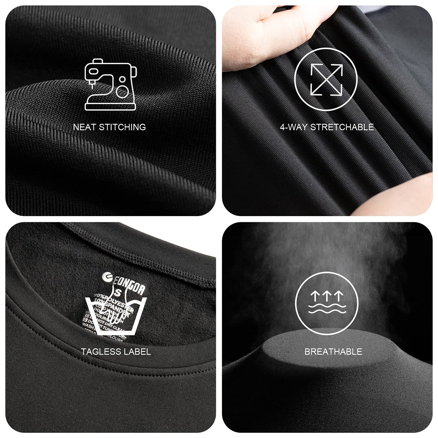 EONGOA Men's Thermal Underwear Set Long Johns Set with Fleece Lined Skiing Winter Warm Base Layers for Cold Weather A-black