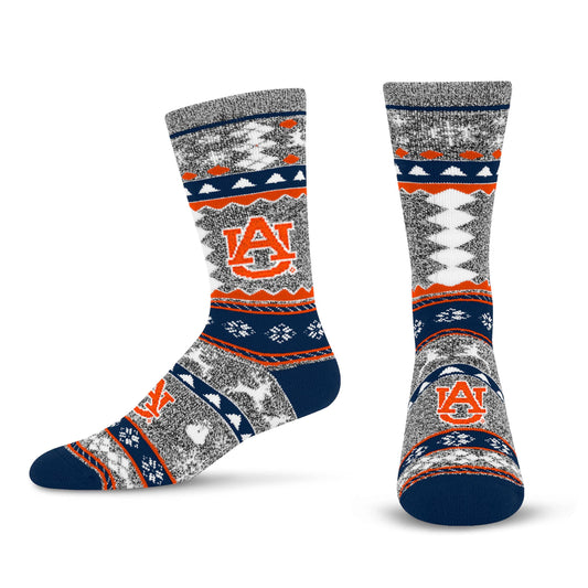 For Bare Feet NCAA Auburn Tigers Ugly Holiday Sweater Sock Marble Gray Large