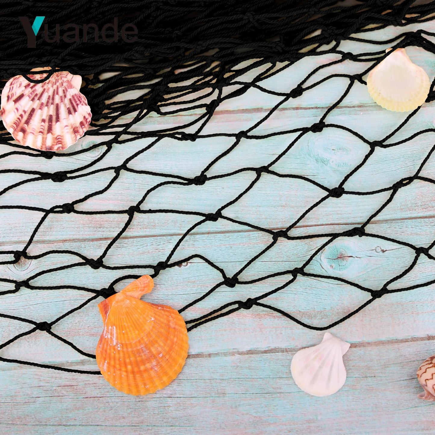 Decorative Fishing Net 80x40 Inch,YuanDe 2 Pack Large Black Picture Fish Net, Wall Photo Hanging Fishnet for Nautical Mermaid Pirate Ocean Themed Hawaii Beach Under The Sea Party Decorations