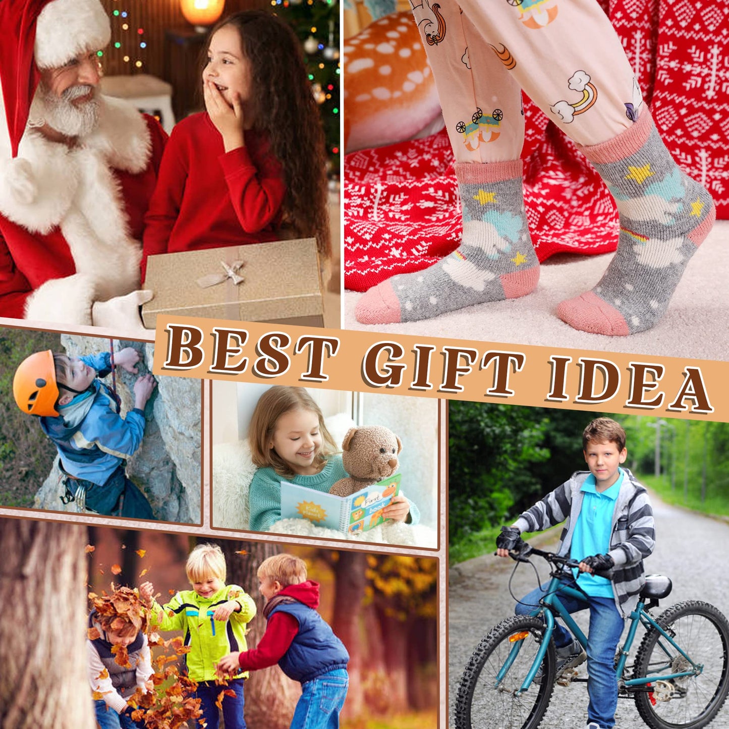 Kids Merino Wool Socks Boys Girls Hiking Boot Winter Thermal Warm Cozy Soft Toddler Thick Crew Socks 6 Pairs (6 Pairs Unicorn C, 1-3 Years)