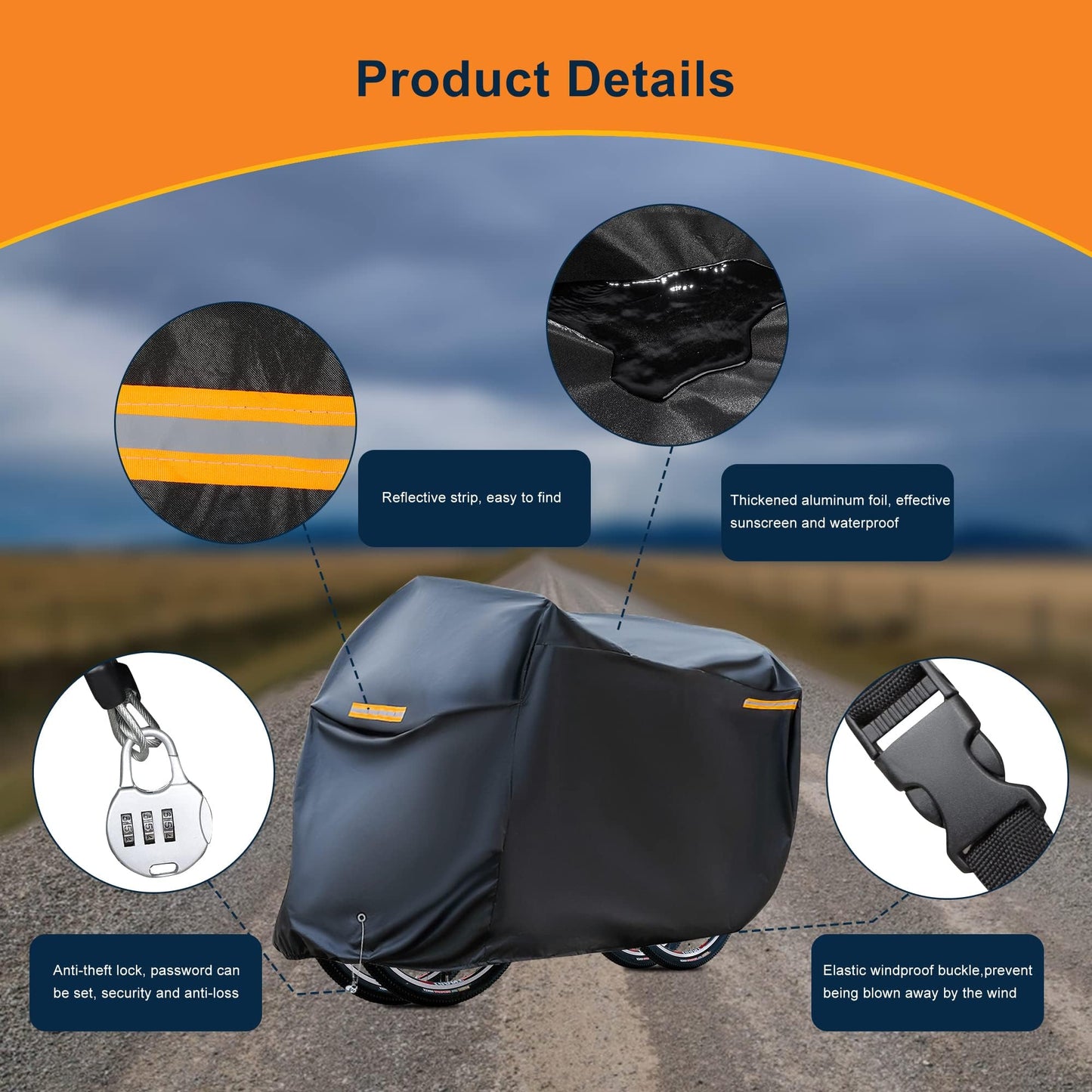 DOBEWOW Bicycle Cover for 3 Bikes Waterproof Motorcycle Covers Waterproof Outdoor Storage Winter Cold Weather, Rain Snow Wind Proof Tarp Tent Shed Dust Dirt Resistant All Weather Cycle