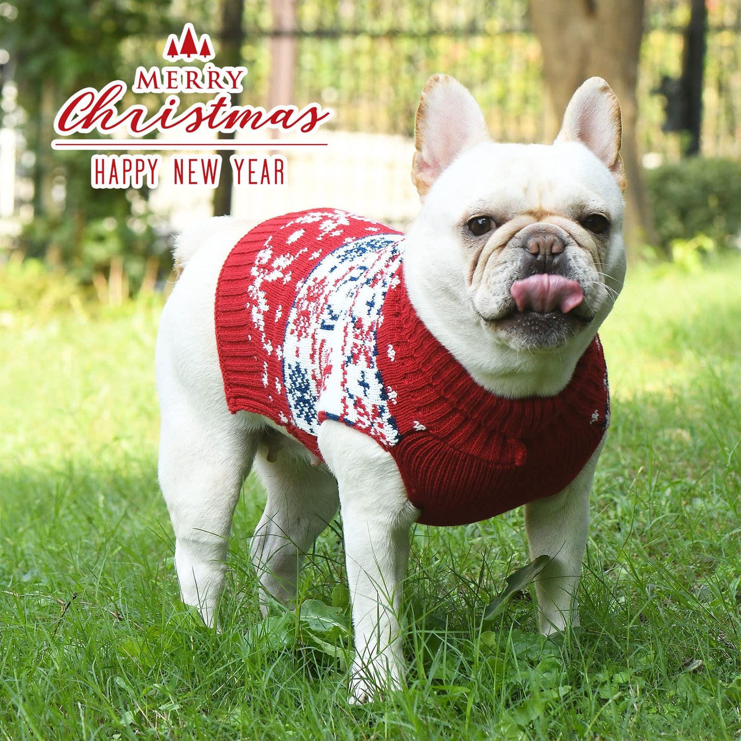 UETZLTB Dog Christmas Sweater Soft Warm Fall Winter Turtleneck Knitted Puppy Clothes Cute Reindeer Xmas Doggy Sweatshirts Vest Pet Clothing for Small Medium Large Dogs Cats Boy Girl(Red Reindeer,XXL)