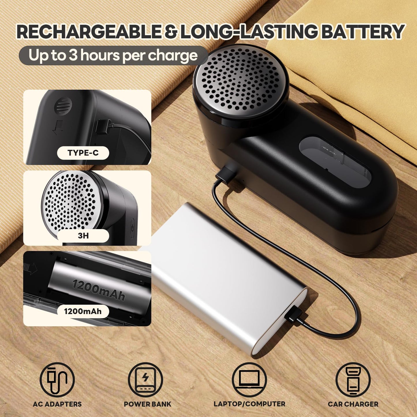 Hutaory Lint Remover for Clothes Shaver Pill Remover Rechargeable Fabric Shaver 2-Speed with Brush Electric Furinture Shaver for Sweater Lint Ball Remover