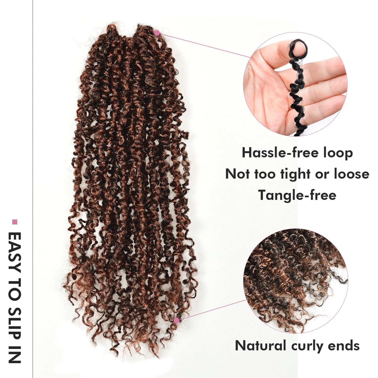 Toyotress Yanky Twist Crochet Hair - 8 Inch 2 Packs (30 Strands/Pcs) Fluffy Spring Mini Twist Passion Twist, Black Mix Brown Pre-Looped Crochet Braids Braiding Hair (8 Inch, F1B/30-2P)