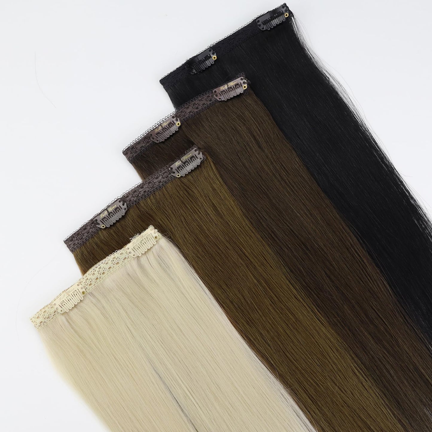 Full Shine Clip in Hair Extensions Jet Black Human Hair 16Inch Human Hair Clip in Extensions Double Weft Invisible And Comfortable for Thin Hair Lace Weft Straight Remy Hair Extensions 3Pcs 60Grams