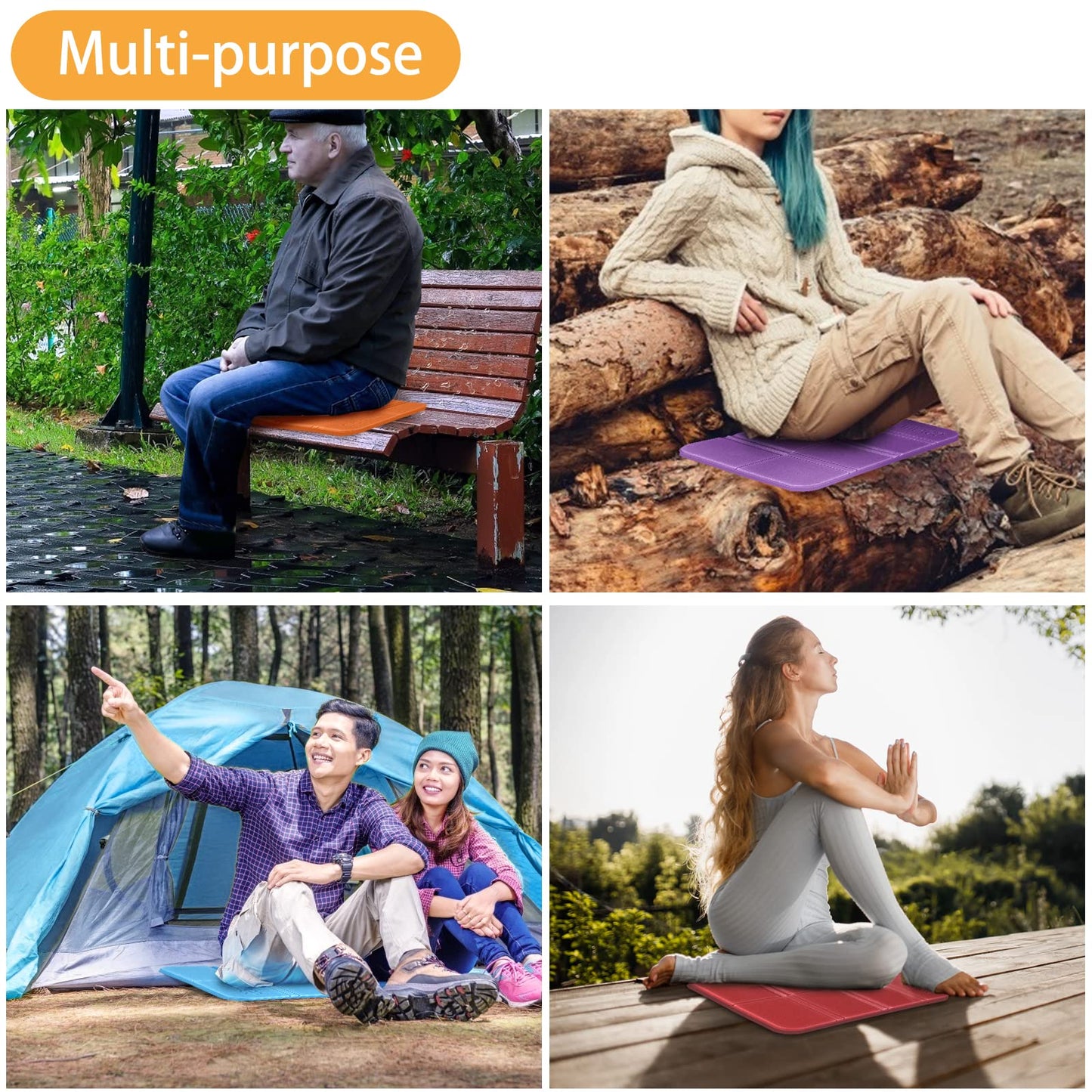 EEEKit Foldable Seat Cushion, 4 Pack Waterproof EVA Sitting Pads for Winter Outdoor Sports, 15x11 Inch Compact and Portable Backpacking Mats