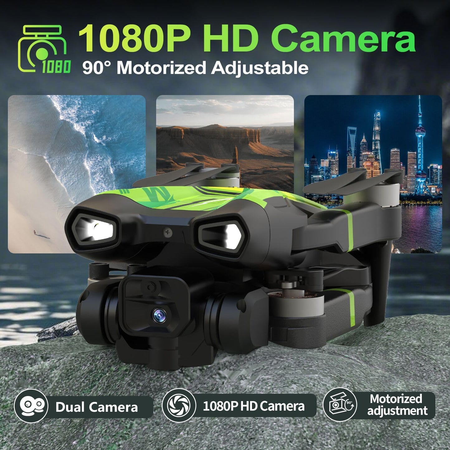 Morlyrctooy M18 1080P Mini Drone with Brushless Motor Foldable RC Quadcopter for Adults Optical Flow Positioning Headless Mode