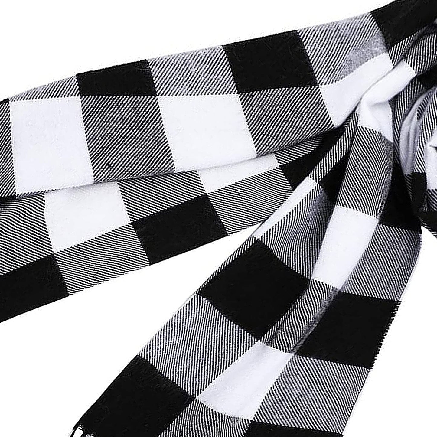 CRUOXIBB Winter Soft Stretch Buffalo Plaid Cuff Beanie Hat Thick Chunky Warm Knit Skull Ski Cap (Black/White+Glove+Scarf)