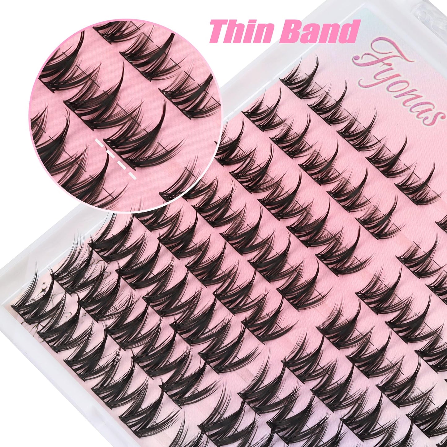 Fyonas Manga Lash Clusters Kit Natural Eyelash Clusters Spiky Lash Extension Kit 80Pcs Anime Cluster Eyelash Extensions with White Lash Glue Waterproof and Tweezers DIY at Home (Cutey Kit-B)
