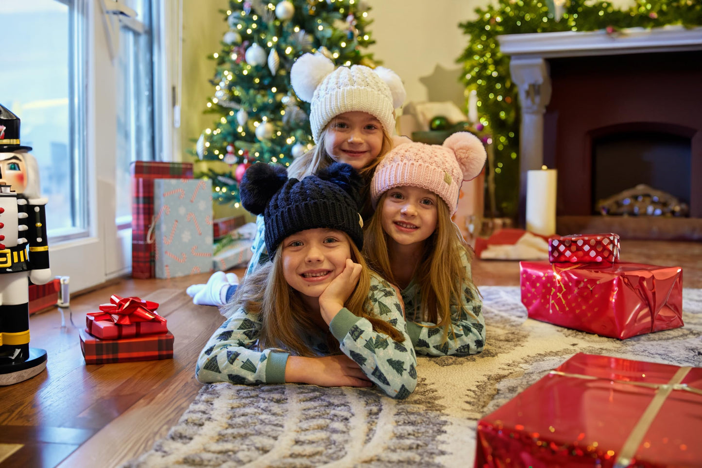Funky Junque Double Pom-Pom Kids Beanie, Double Pom Pom Beanie Toddler 100% Acrylic Material, Soft and Warm, Toddler Winter Clothes Toddler Girl Winter Hat (Ivory - Ivory Faux Fur Pom)