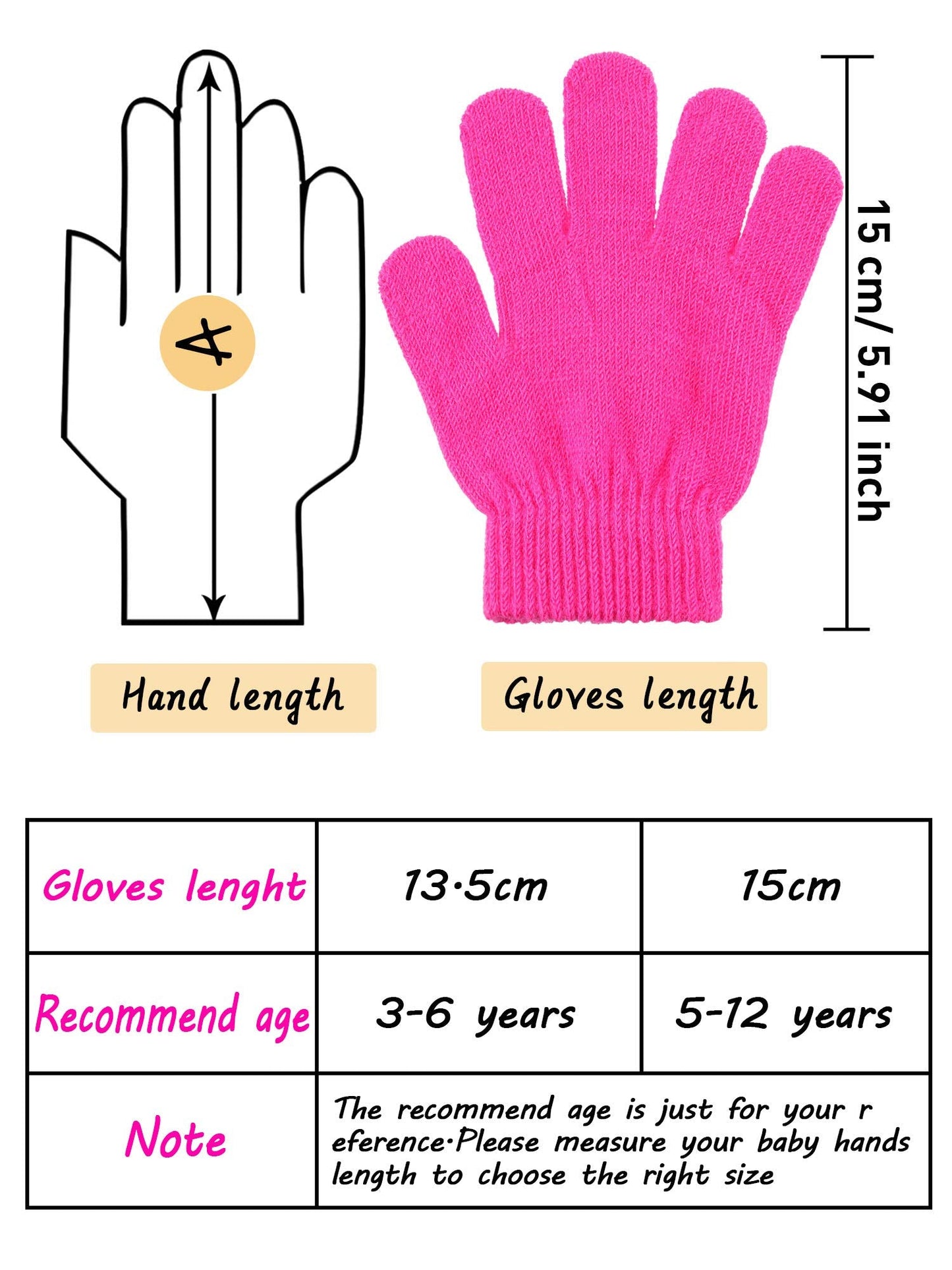 HESTYA 14 Pairs Magic Kids Winter Gloves Children Knit Gloves Warm Stretchy Gloves for Boys Girls