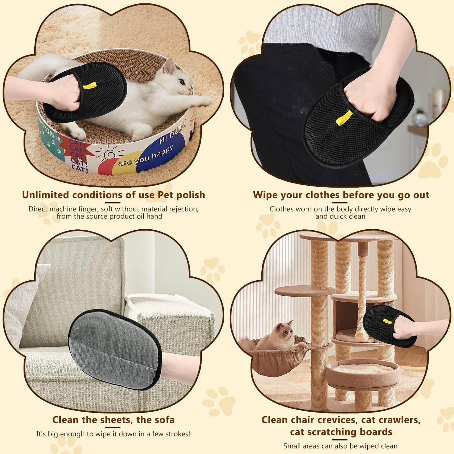 YIVANNUO Pet Hair Removal Glove for Cats & Dogs, 2025 Newly Upgraded Electrostatic Pet Hair Gloves, Reusable Pet Hair Remover Tool for Clothing, Couch, Carpet, Curtain