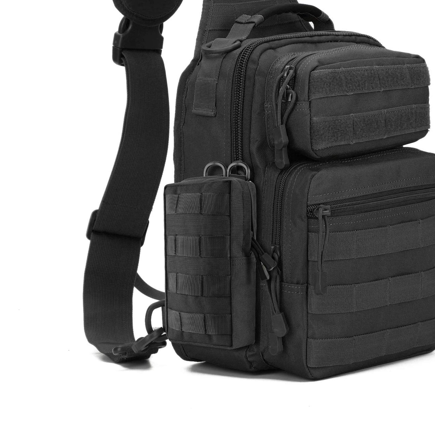 FRTKK 2 Pack Molle Pouches - Tactical Compact Water-Resistant EDC Pouch Small Utility Pouch Bags (Patch Included) (2 Pack-Black 3)