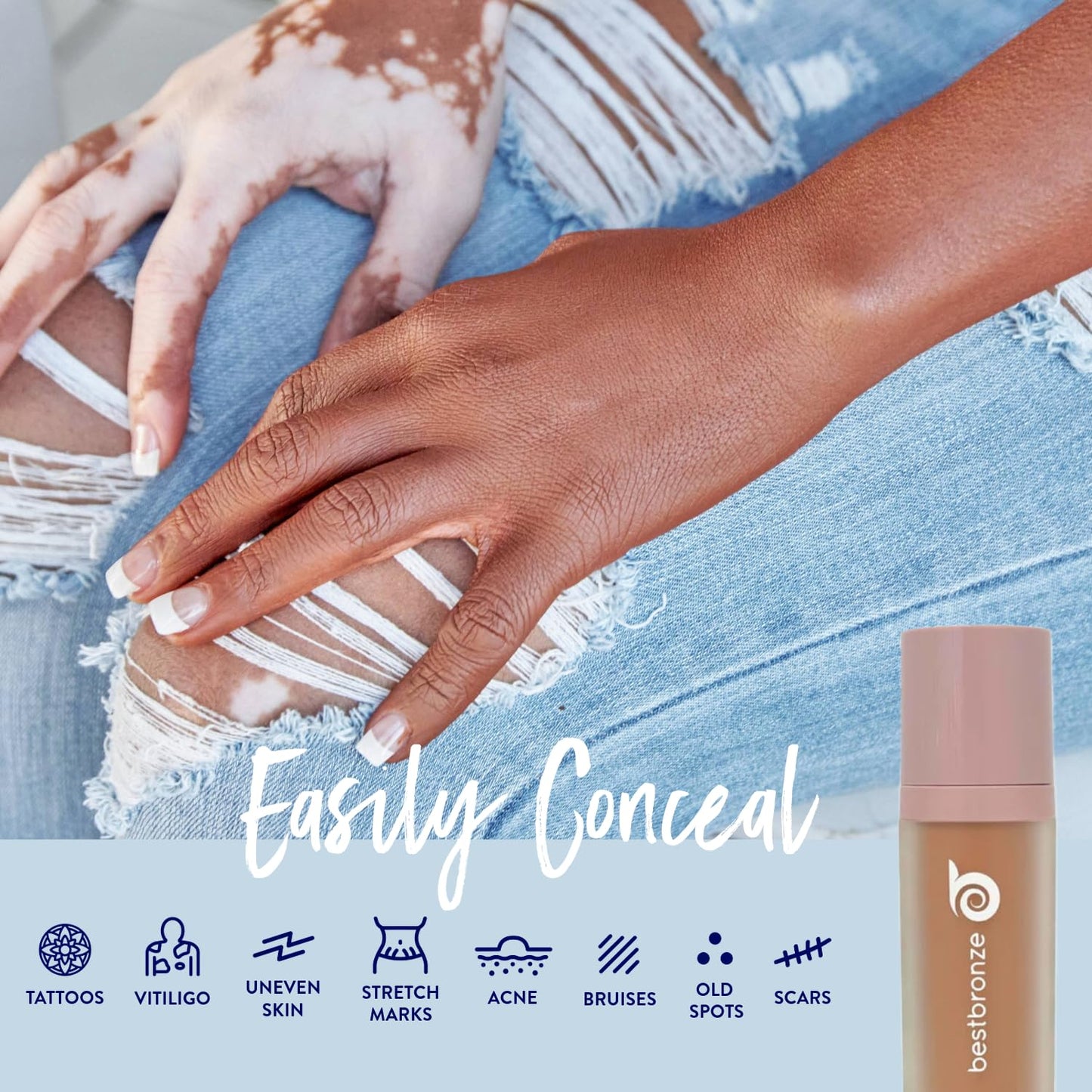 Best Bronze Bombshell Body Makeup - Tattoo Cover Up Makeup & Body Foundation Waterproof - Tattoo Concealer Waterproof for Scars, Varicose Veins Cover Up & Leg Foundation (NW58 Rich Espresso Neutral)