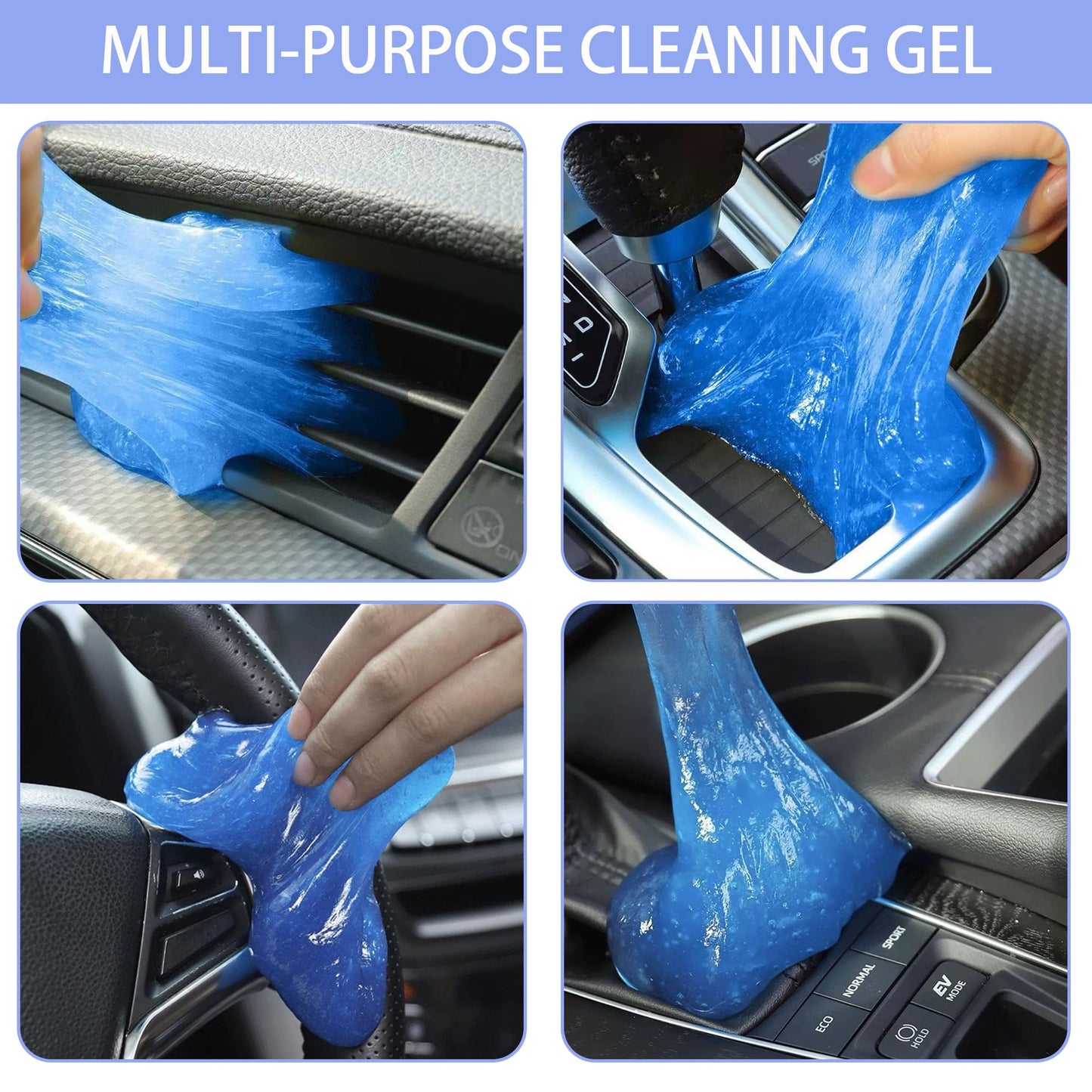 KWBLWF Car Cleaning Gel - 2Pcs Reusable Dusting Clay Set, Deep Clean Vents, Electronics, Keyboard Laptop Portable Cleaning Clay Gel, Detailing Interior Cleaner (Blue/Yellow)