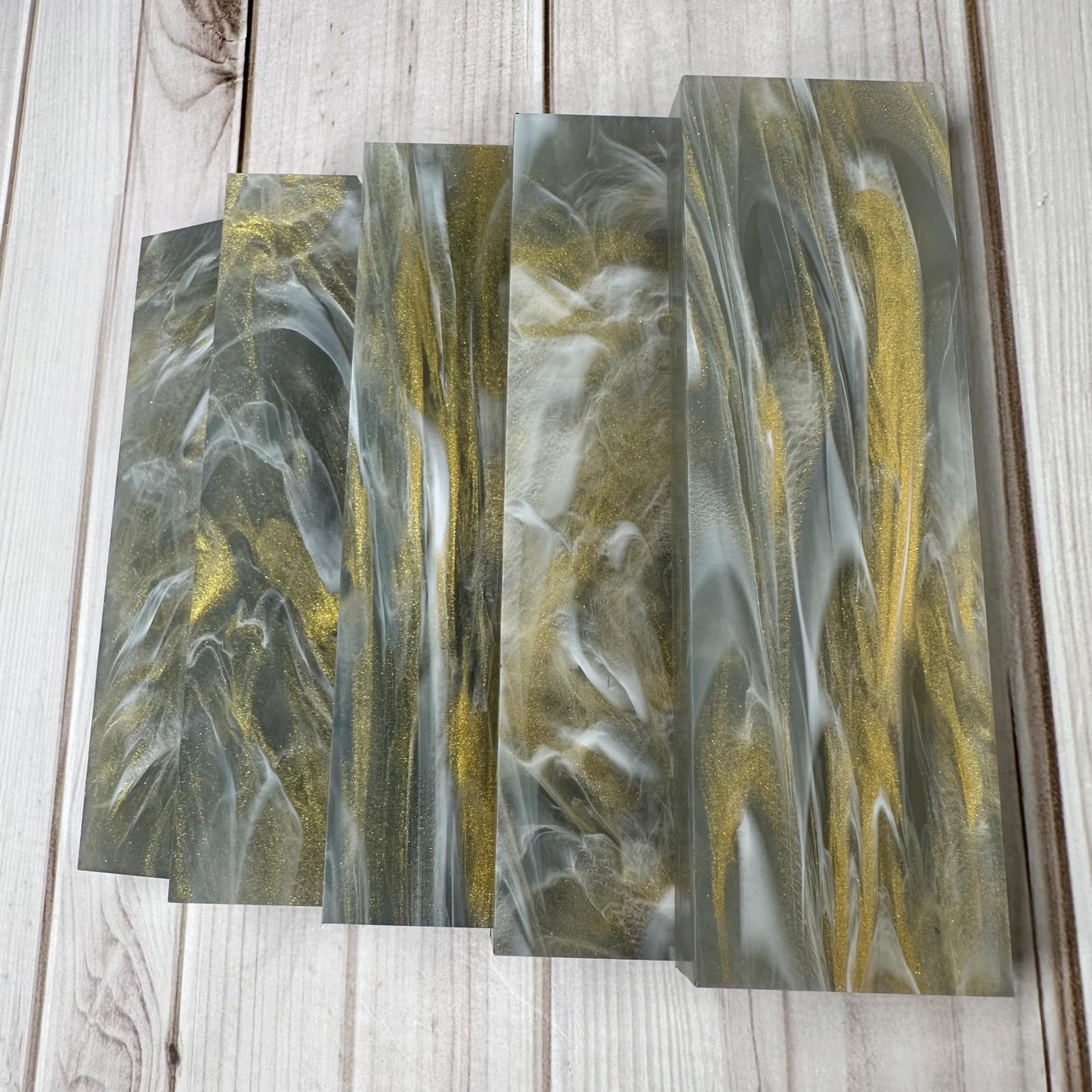 Uotowell Pre-Cut Epoxy Resin Scales Blanks for Decorative Inlays in Guitar Bodies, Necks, Engraved Knife Handle and Gun Grips - Stone Gray