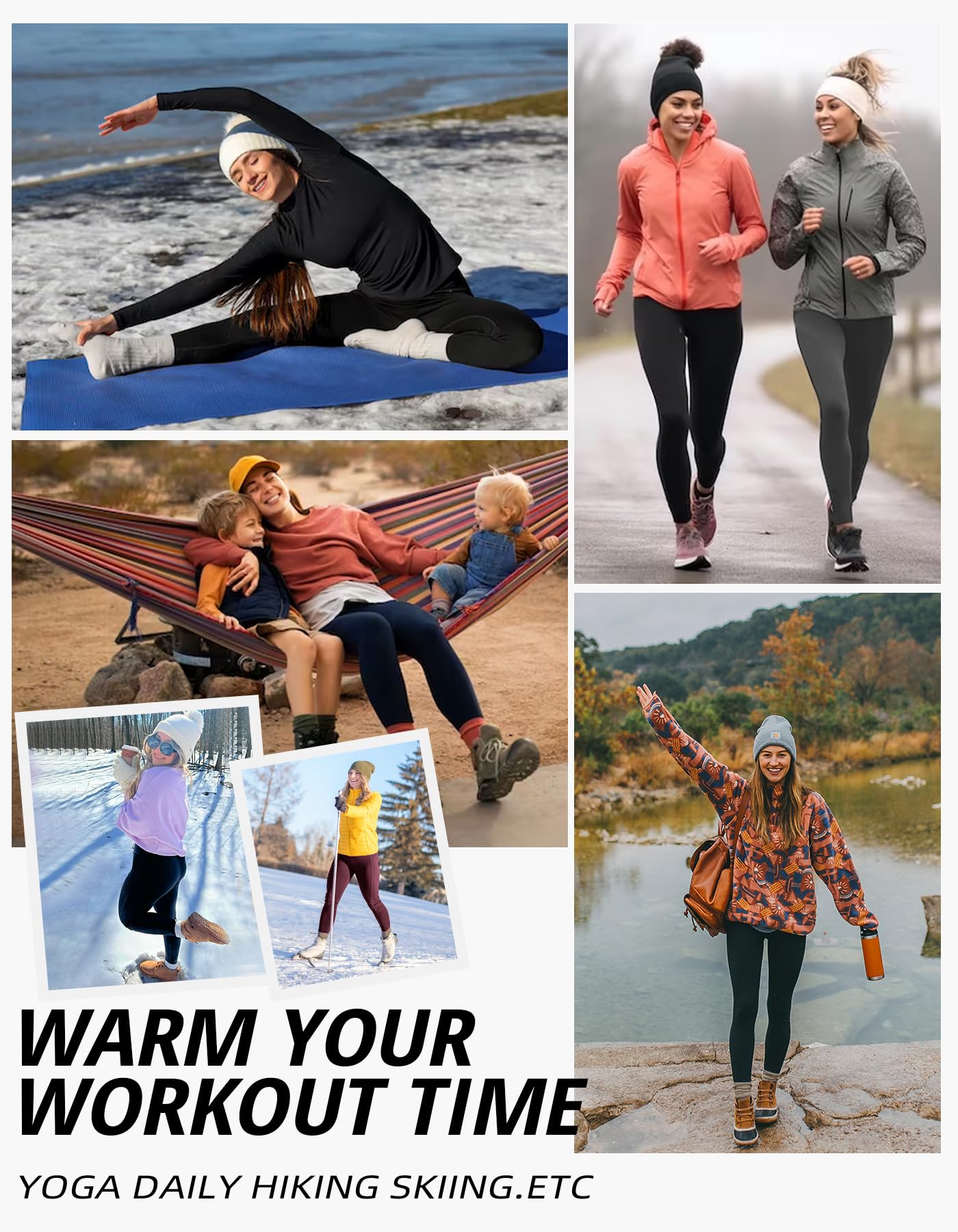 FULLSOFT Fleece Lined Leggings with Pockets for Women-Thermal High Waist Stretchy Yoga Pants for Winter Workout(L,Navy Blue)