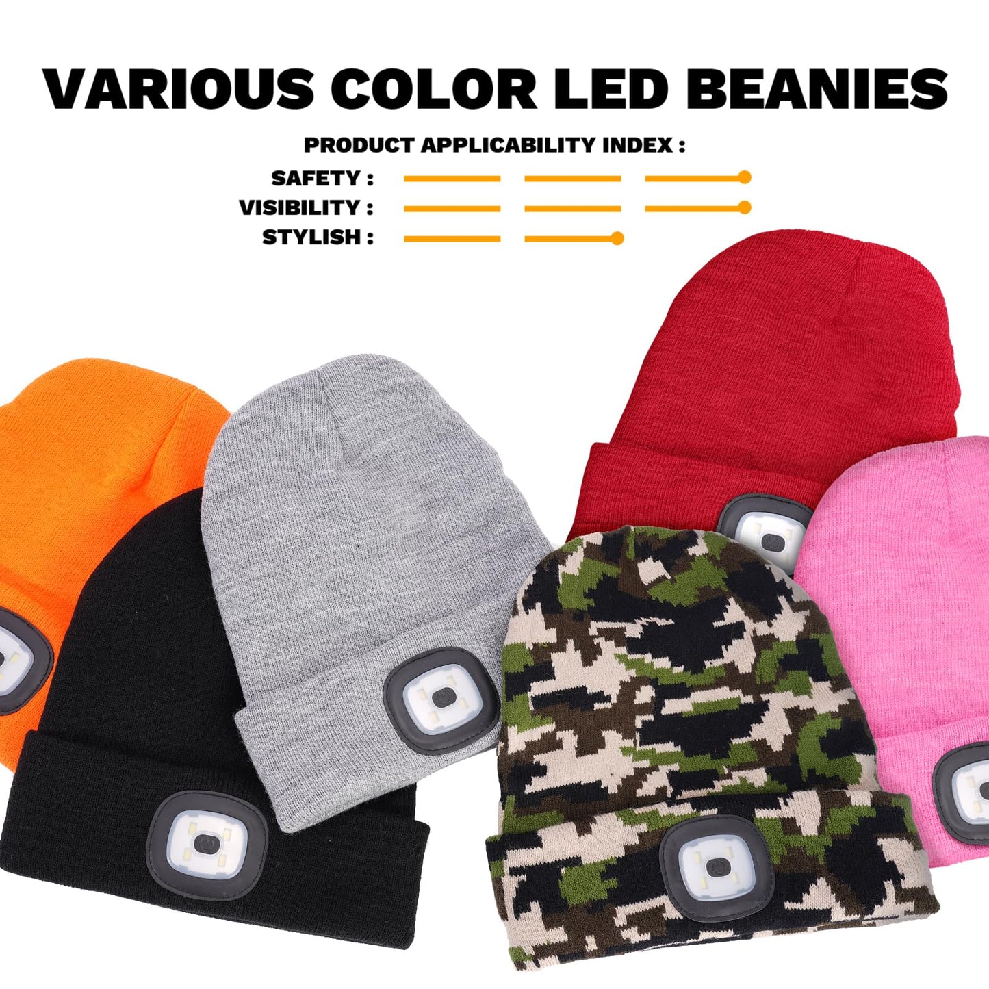 VIBELITE LED Beanie Hat with Light, USB Rechargeable LED Headlamp, Gifts for Christmas, Stocking Stuffers for Men Him Husband Boyfriend Dad Father, Black