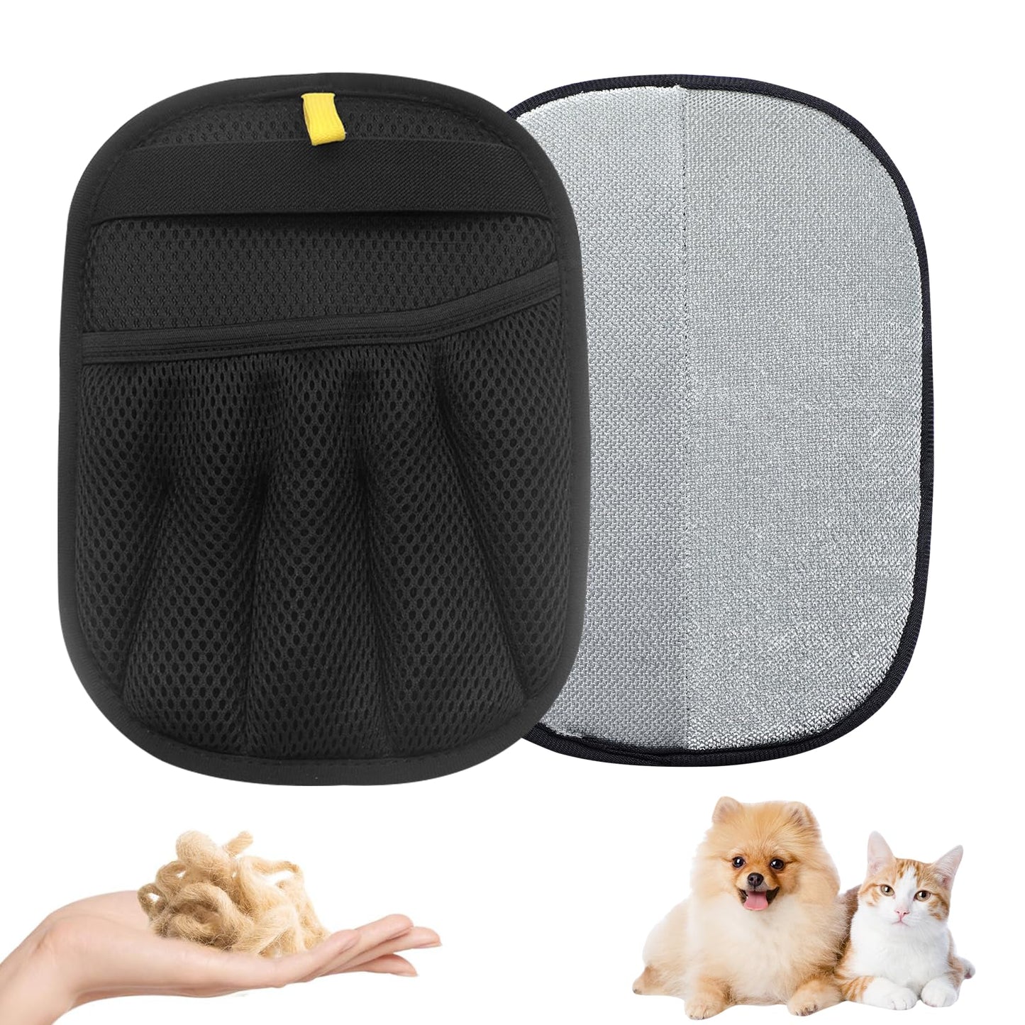 JJpopo 2 PCS Pet Hair Removal Glove for Cats & Dogs, Upgrade Efficient Grooming Gloves for Pet Hair, Reusable Cat & Dog Hair Remover for Clothing/Couch/Furniture/Carpet/Car Seat